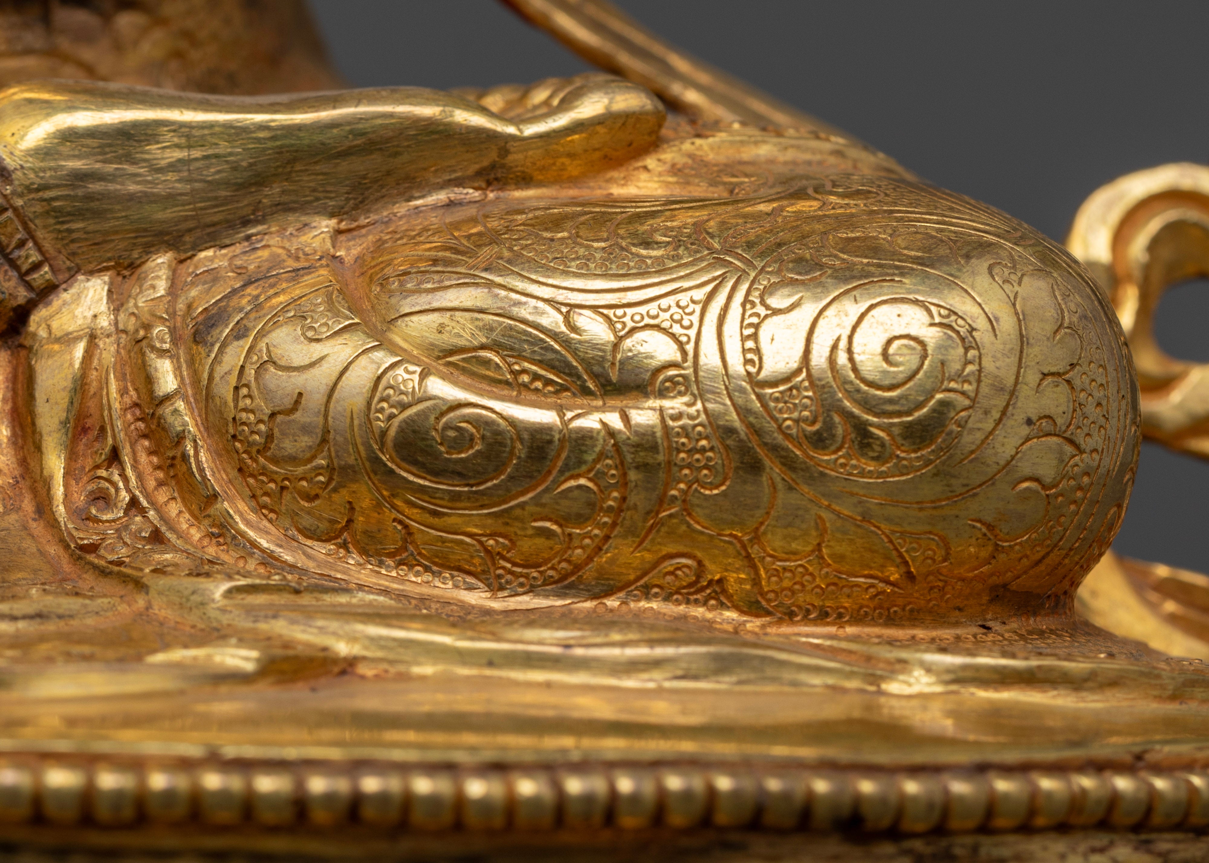 Gold-plated Manjushree statue | Wisdom deity Manjushree statue | Handcrafted Manjushree statue