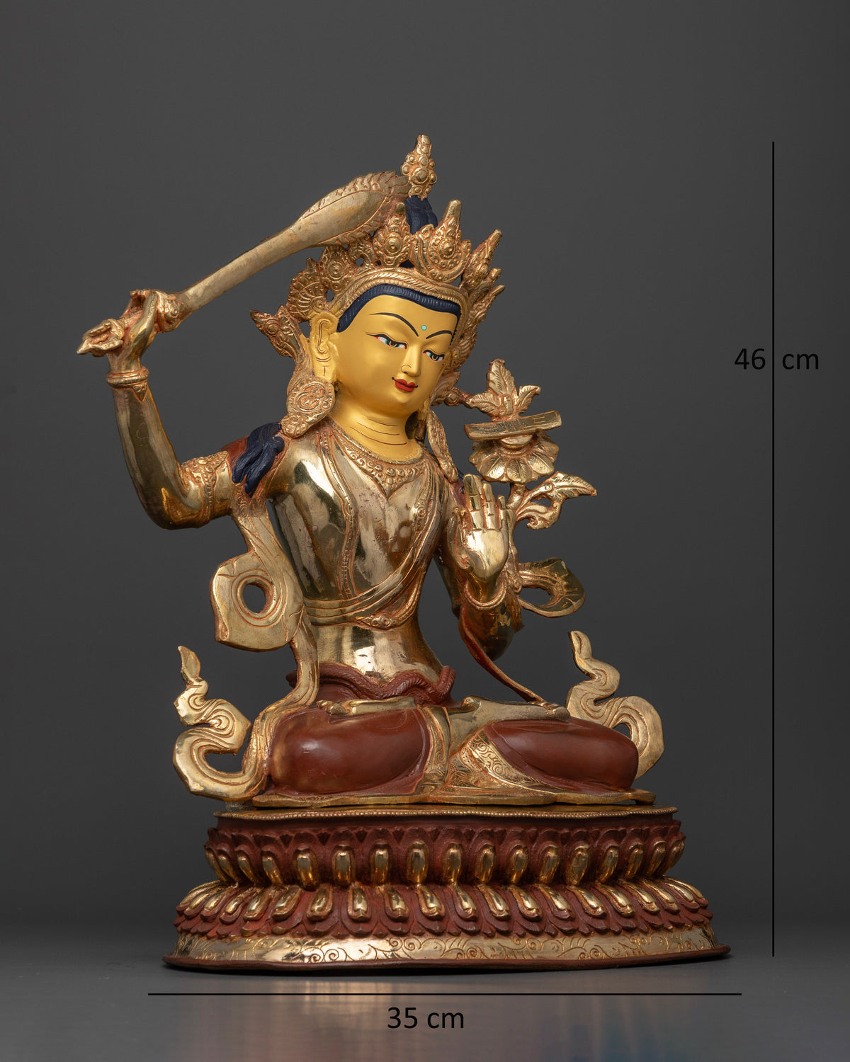 Manjushri statue flaming sword of wisdom Prajnaparamita Sutra.