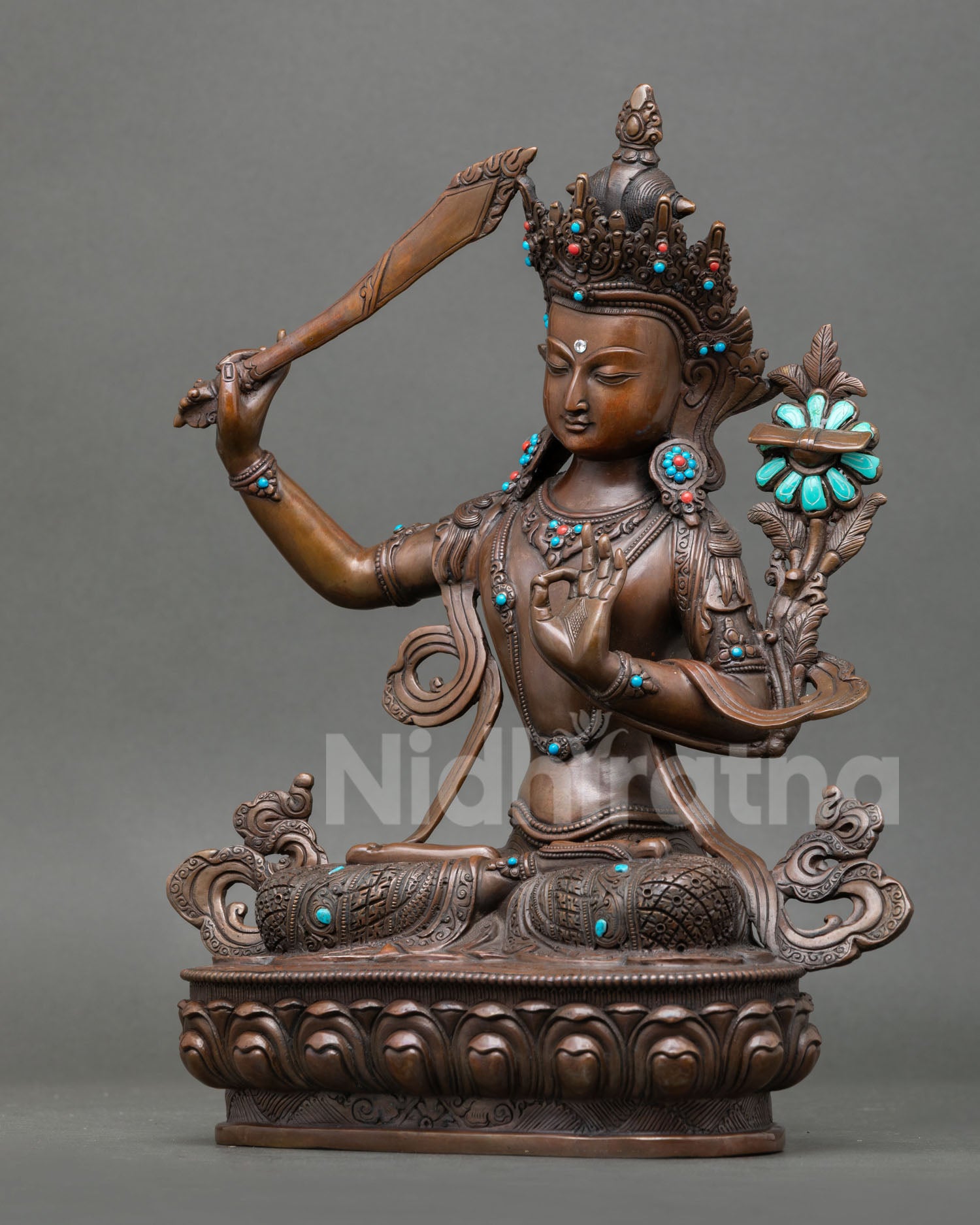 Handmade Manjushri Statue | Authentic Buddhist Wisdom Deity