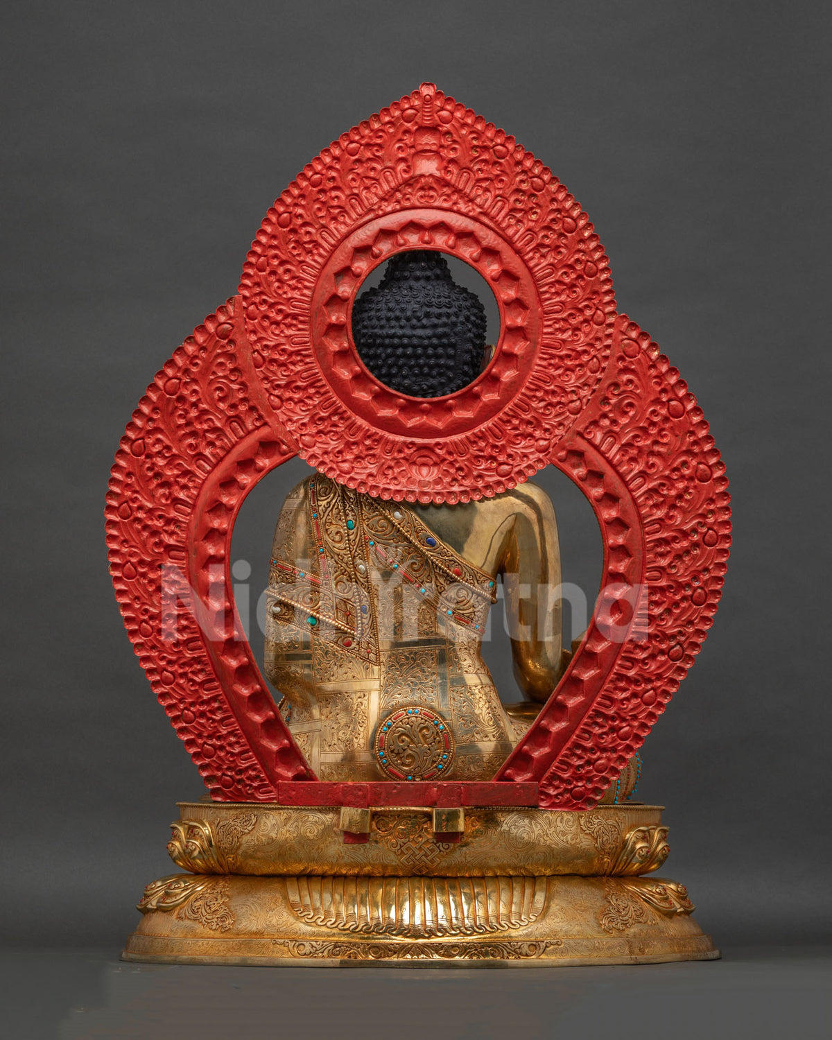 Medicine Buddha Statue Back View | 24K Gold Fire-Gilded Copper