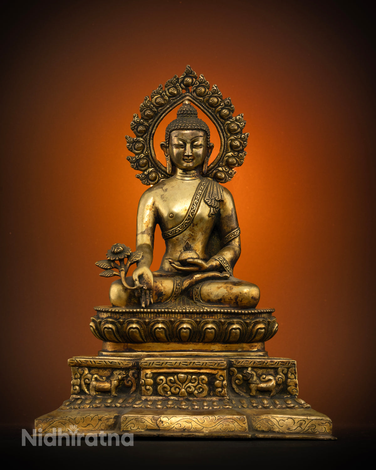 Medicine buddha statue handcrafted by newari artists from patan nepal.