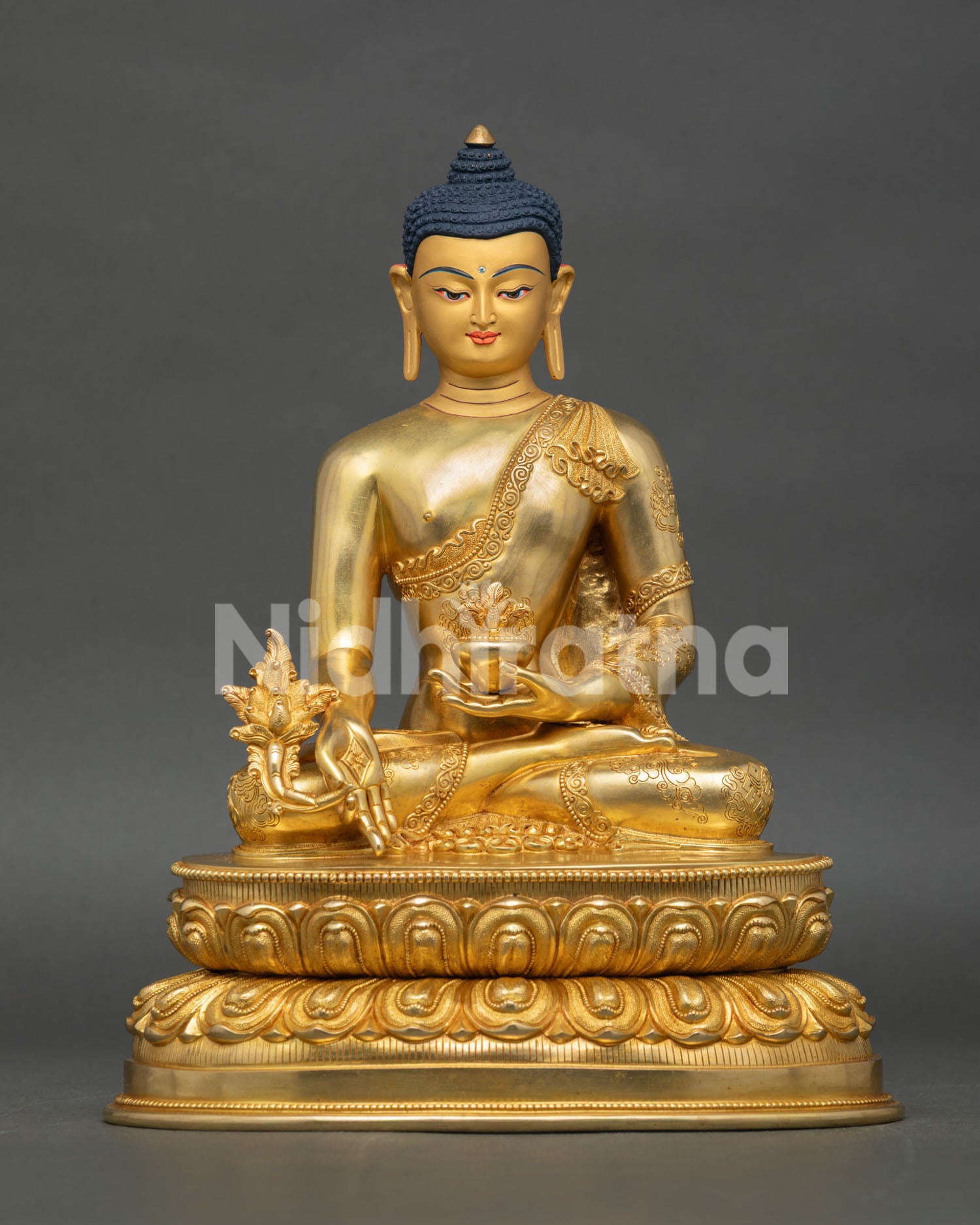 medicine buddha statue handcrafted copper buddhist healing sculpture from nepal
