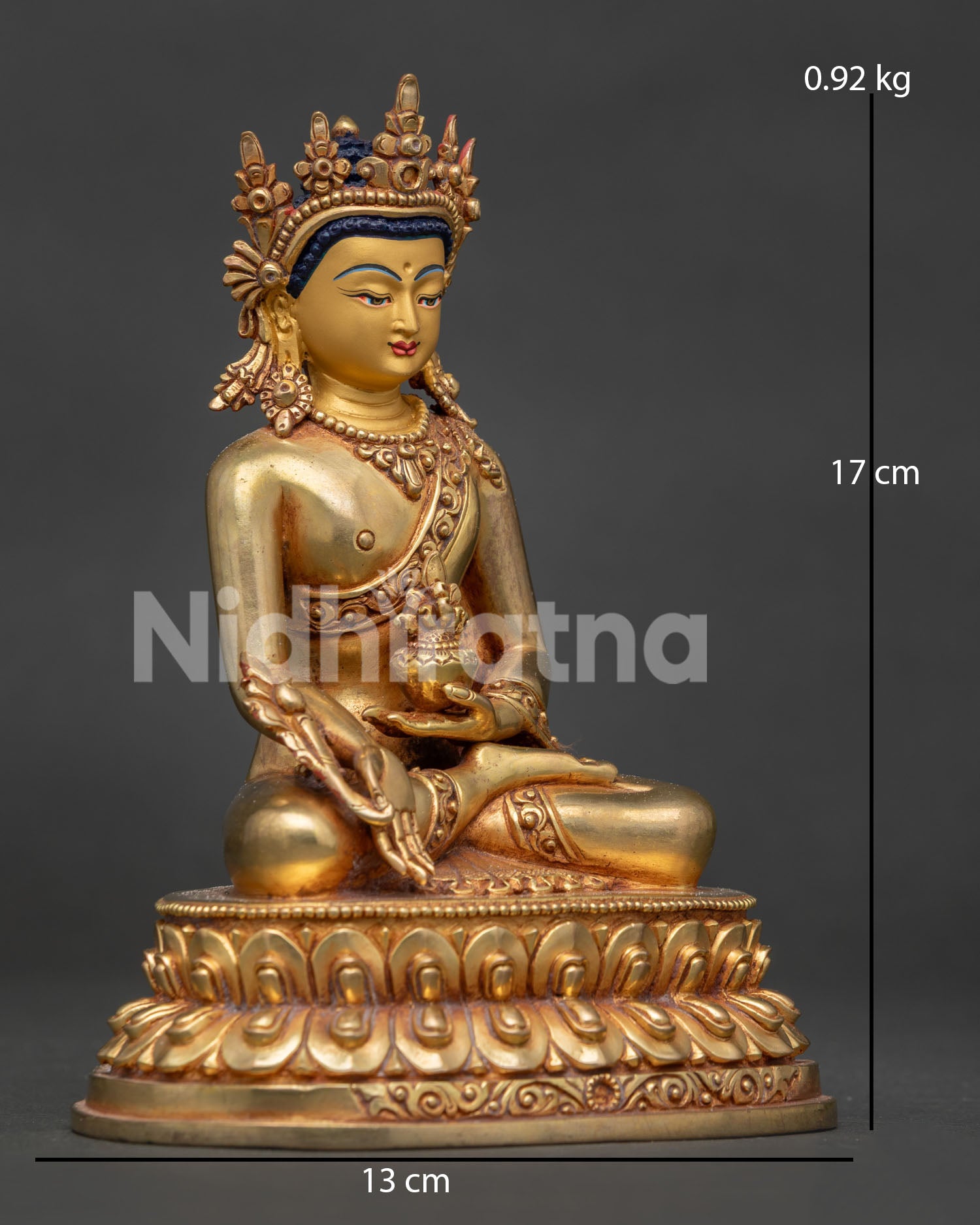 Medicine Buddha Statue on Double Lotus Pedestal by Newari Artisans