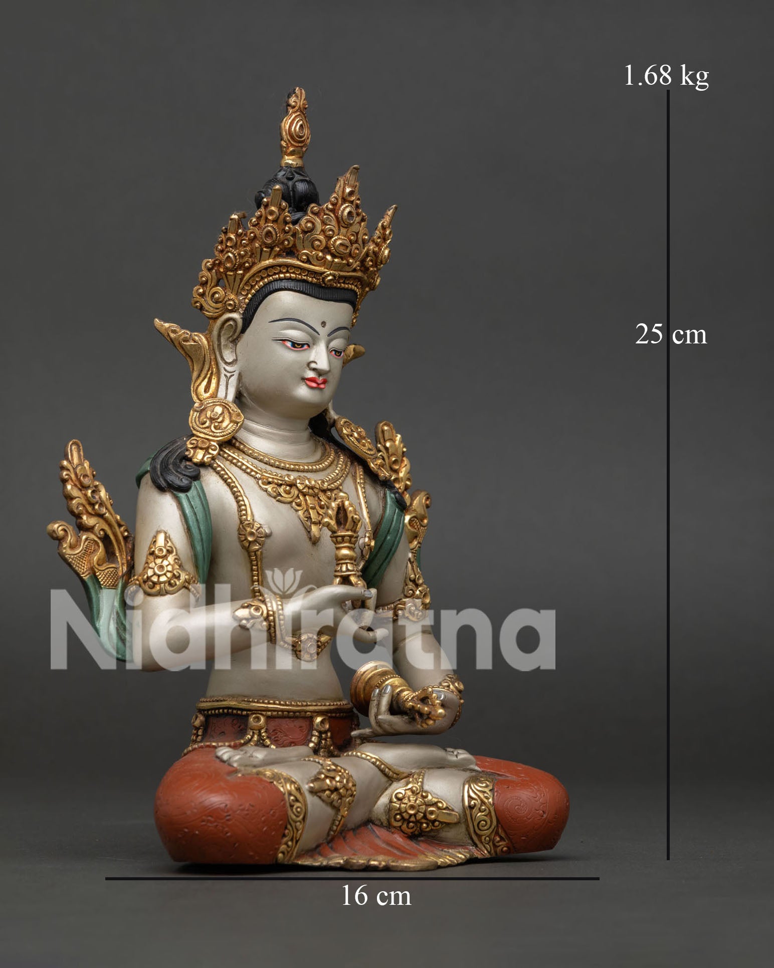 Multicolor Vajrasattva Statue right side view showing sacred vajra and bell details