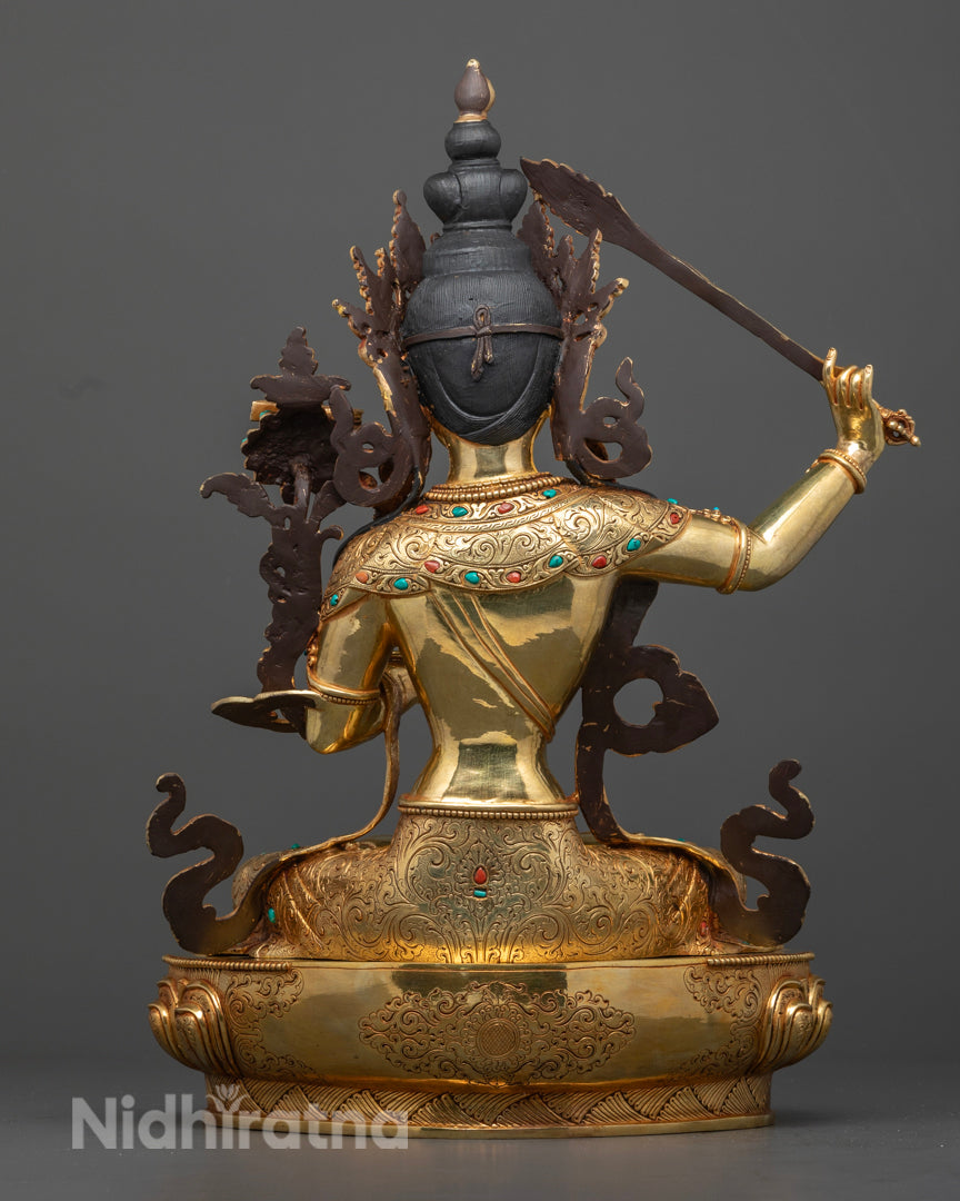 Manjushri Statue | Hand-Carved Himalayan Buddhist Sculpture