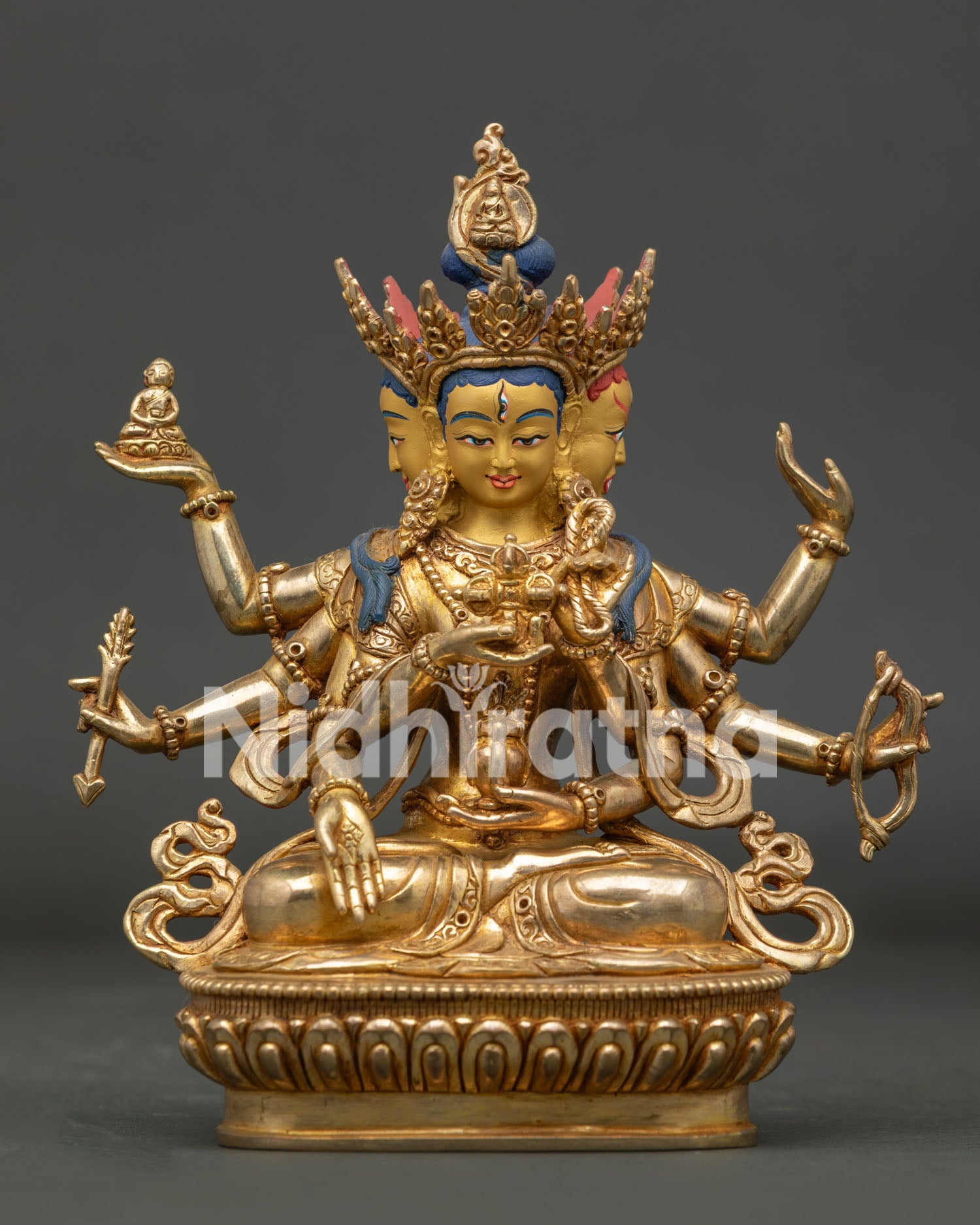 Namgyalma Statue handcrafted by Newari artisans in Patan Nepal with gold gilded copper