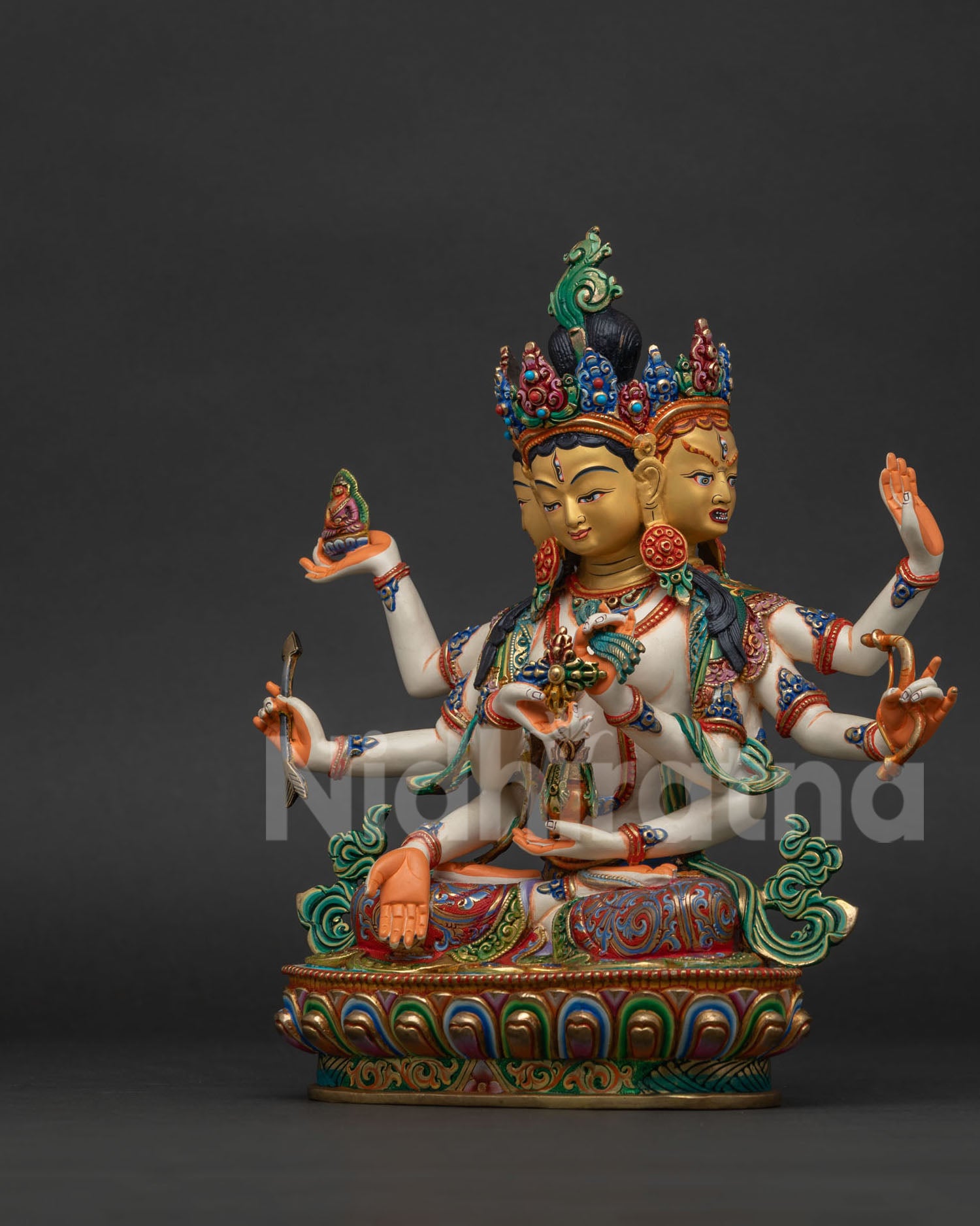Namgyalma Ushnishavijaya statue left side view, copper Buddhist goddess statue