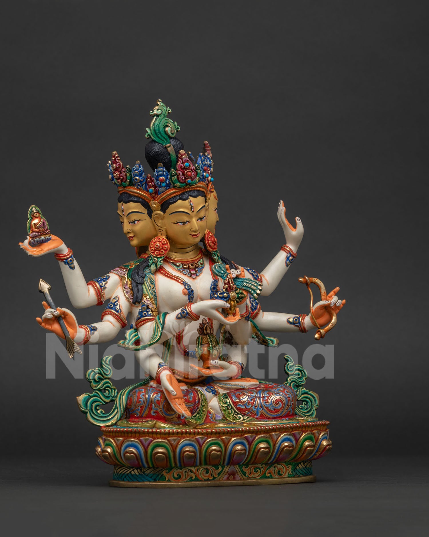 Namgyalma Ushnishavijaya statue right side view, copper Buddhist goddess statue