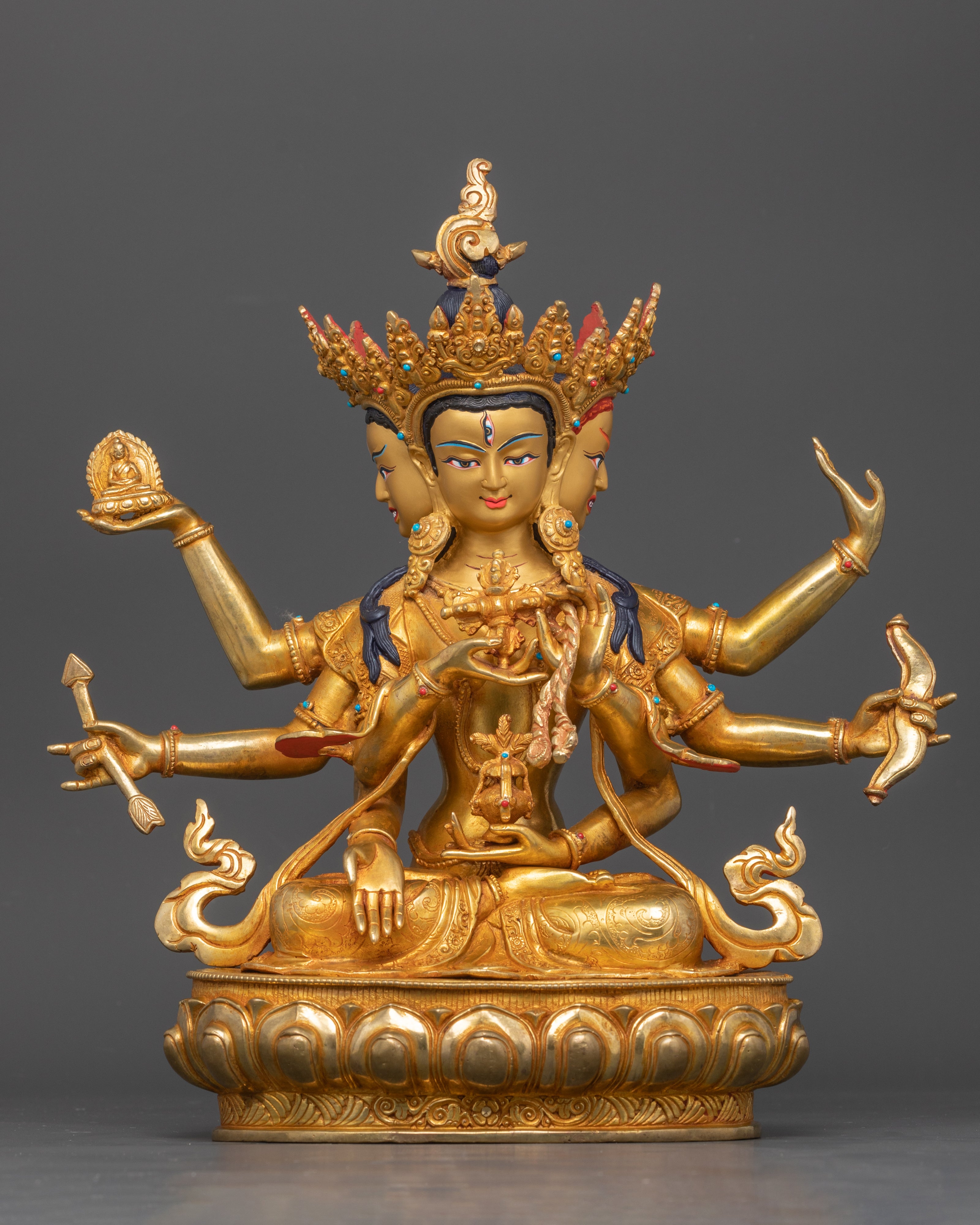 front part of golden namgyalma statue