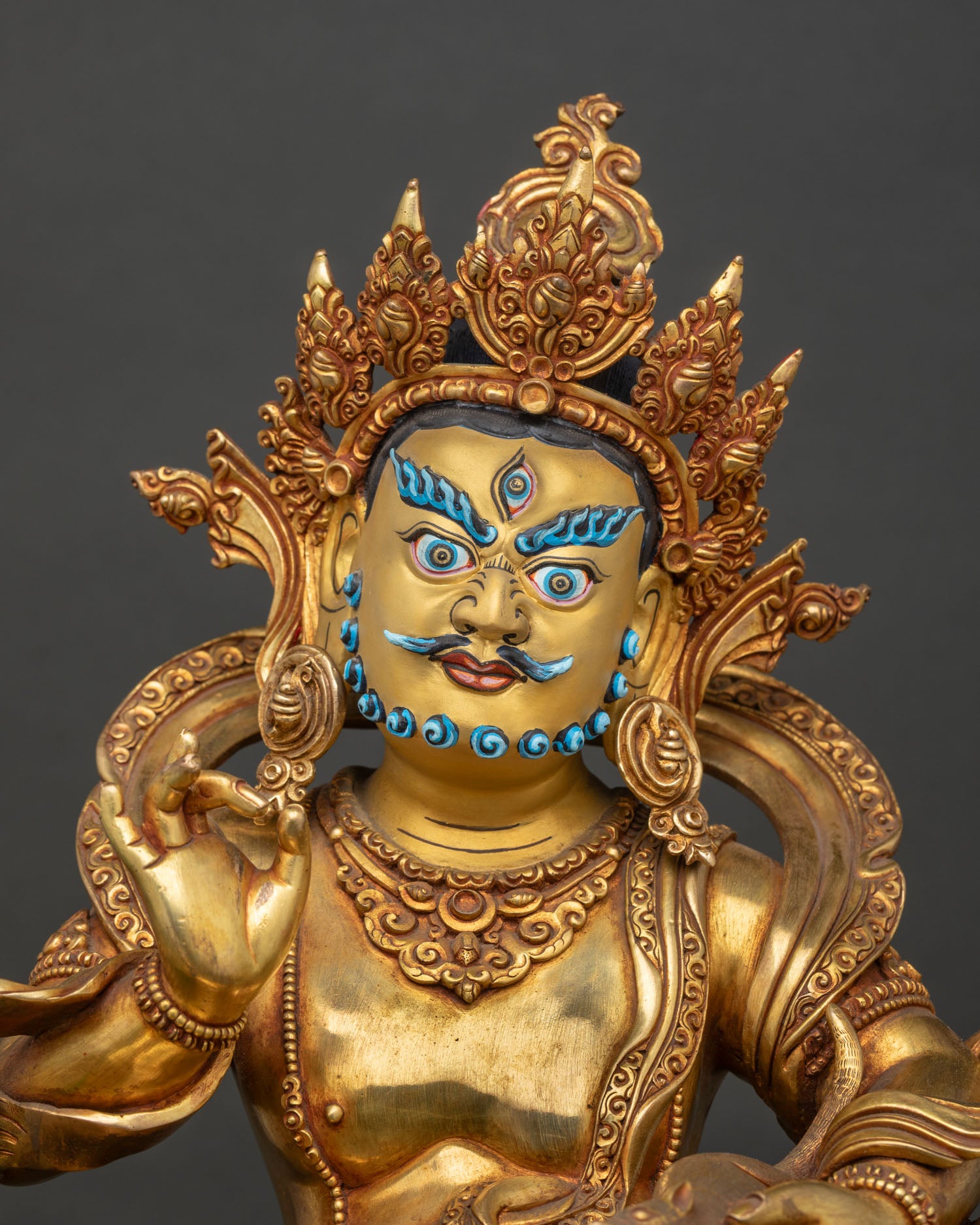 Namtoshe statue with gold painted face and authentic Newari craftsmanship