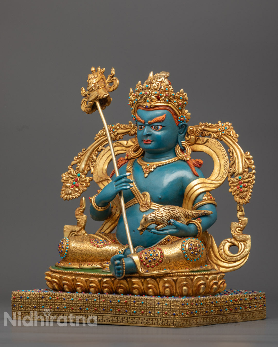 Blue Namtoshe Statue | Gold-Plated Copper