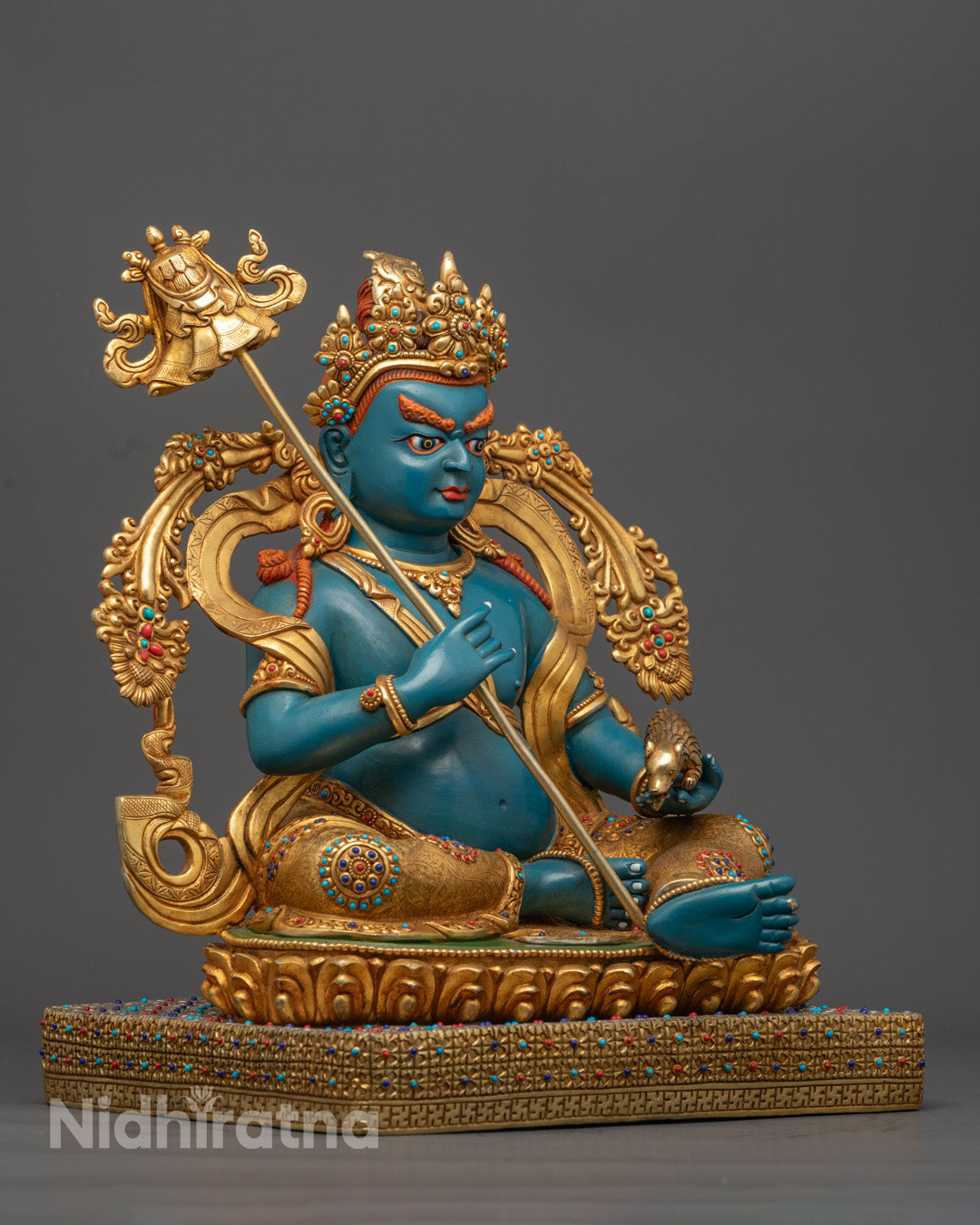 Blue Namtoshe Statue | Gold-Plated Copper