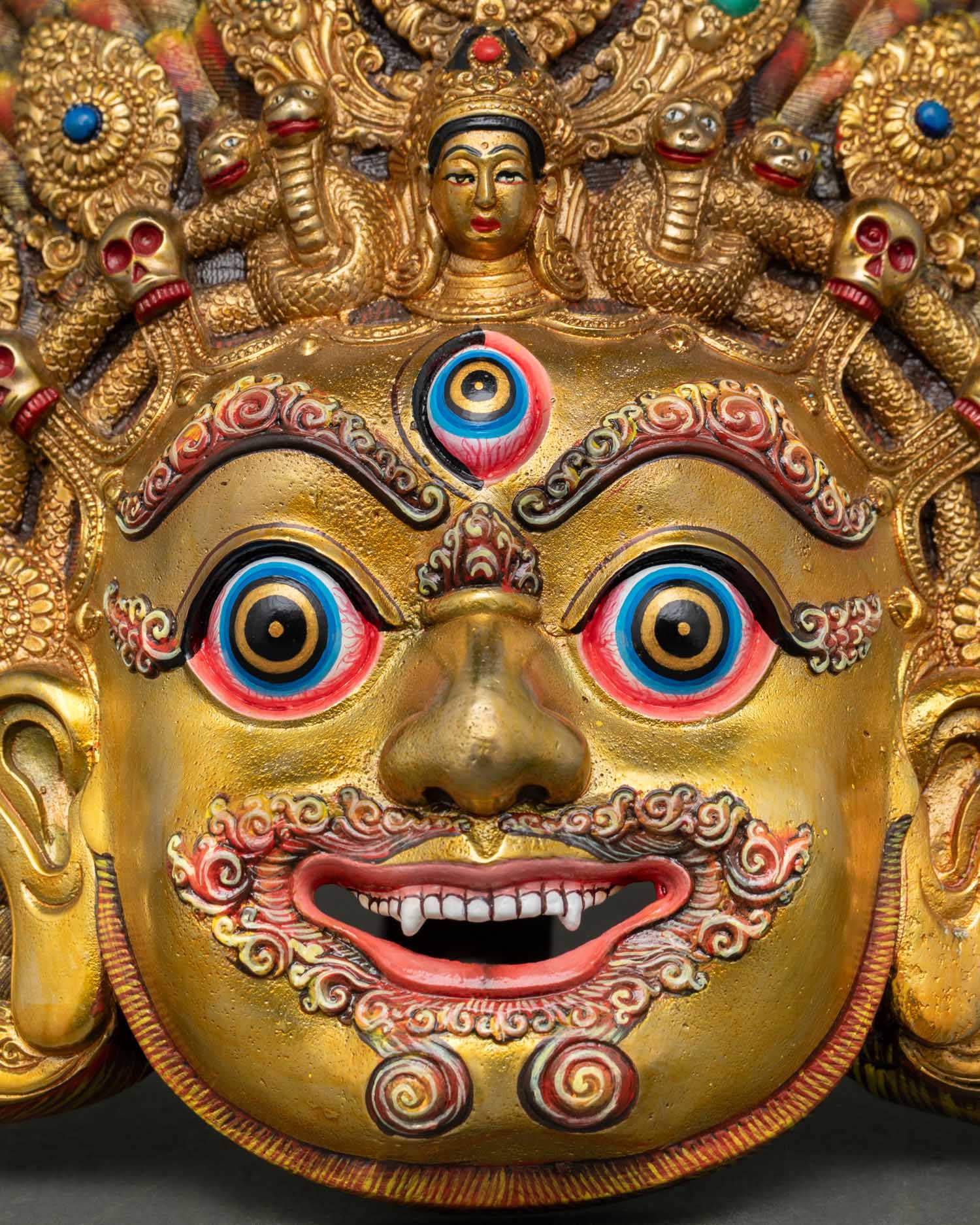 Nepalese Bhairav Ritual Mask, Handmade by Newari Artisans