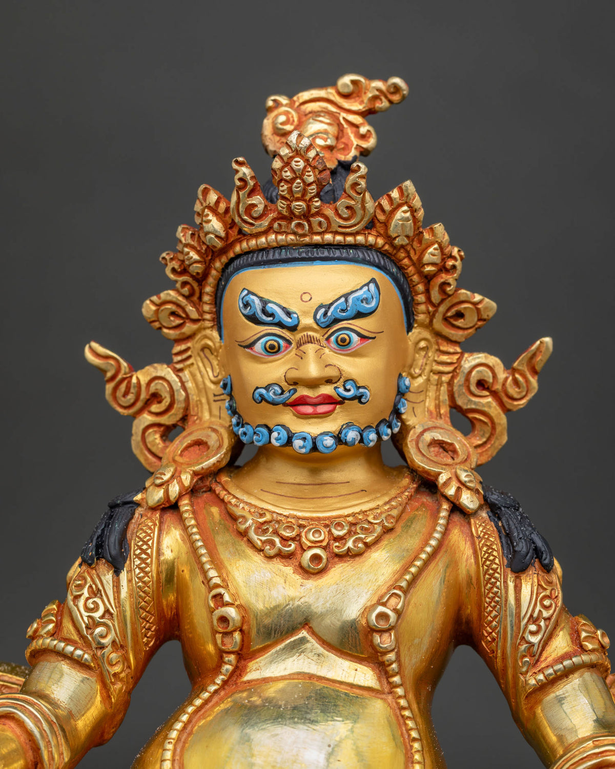 Nepalese Dzambhala Statue with 24K gold fire gilding and acrylic details