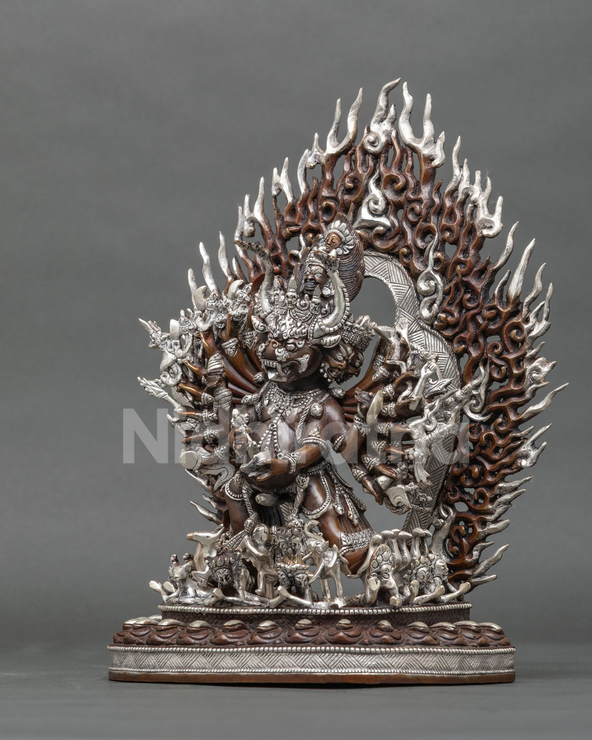 Nepalese Yamantaka statue with intricate traditional craftsmanship for Buddhist altars and Vajrayana practice