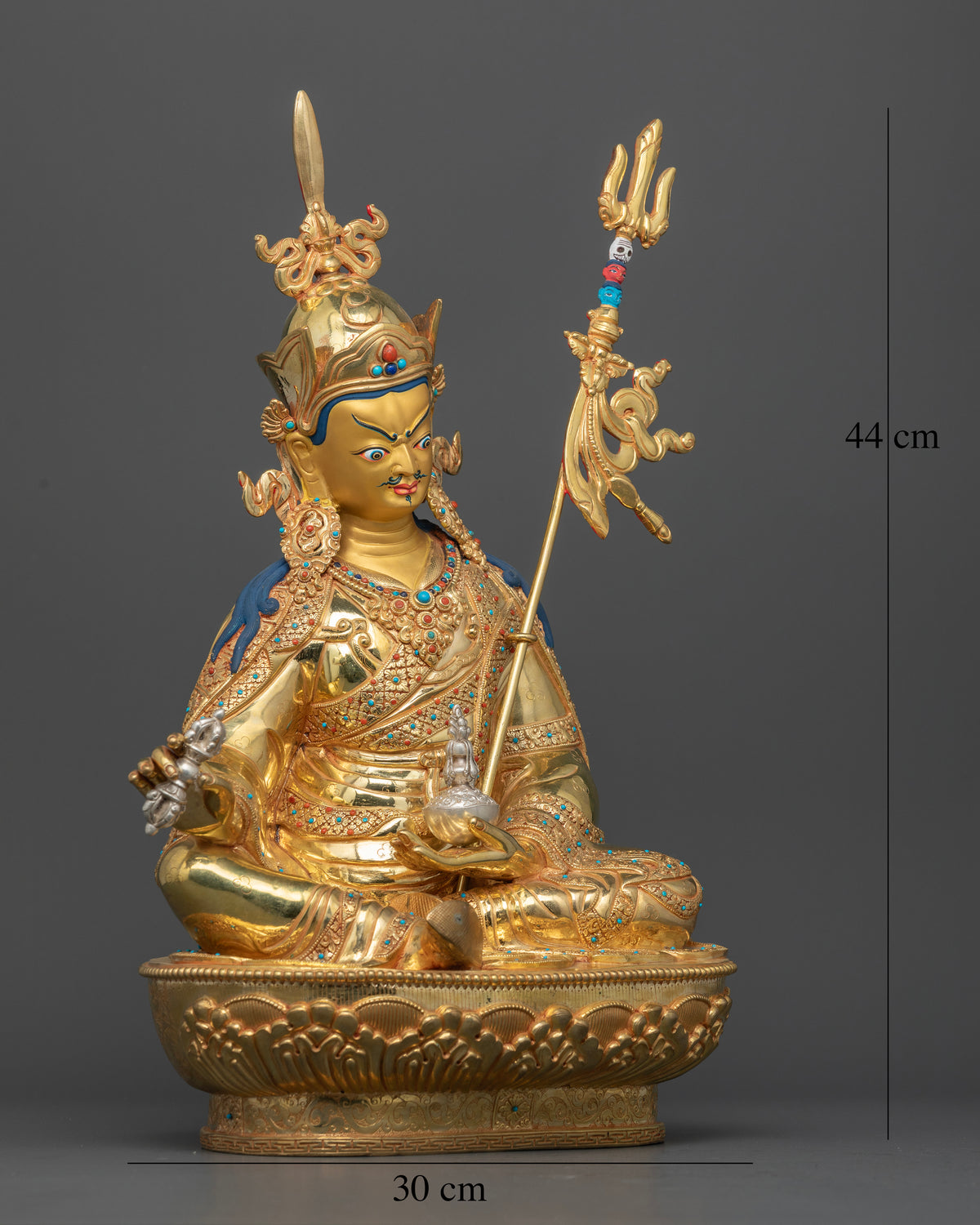 Padmasambhava statue red lotus hat vajra kapala khatvanga