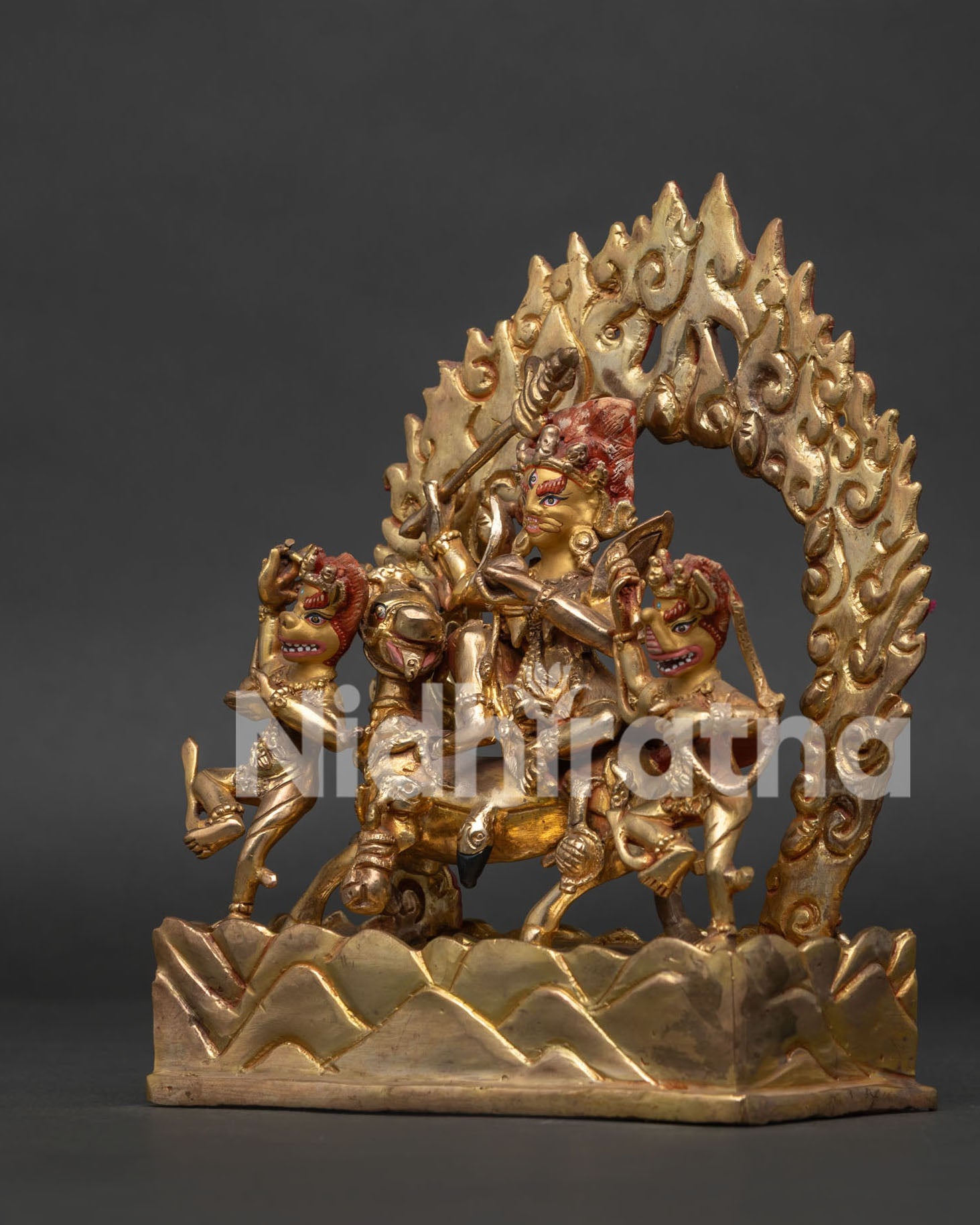 Palden Lhamo statue left view side handcrafted Nepalese Buddhist artwork