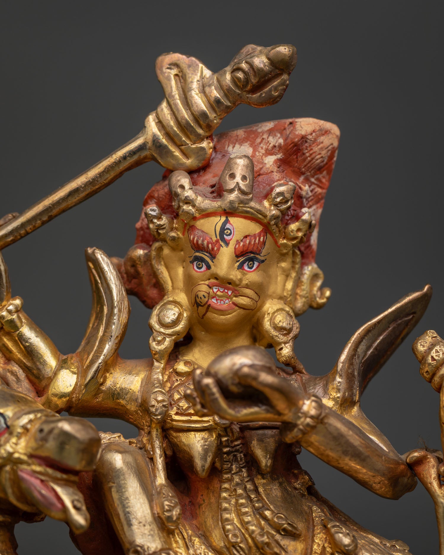 Palden Lhamo statue regular close up Newari handcrafted Buddhist artwork