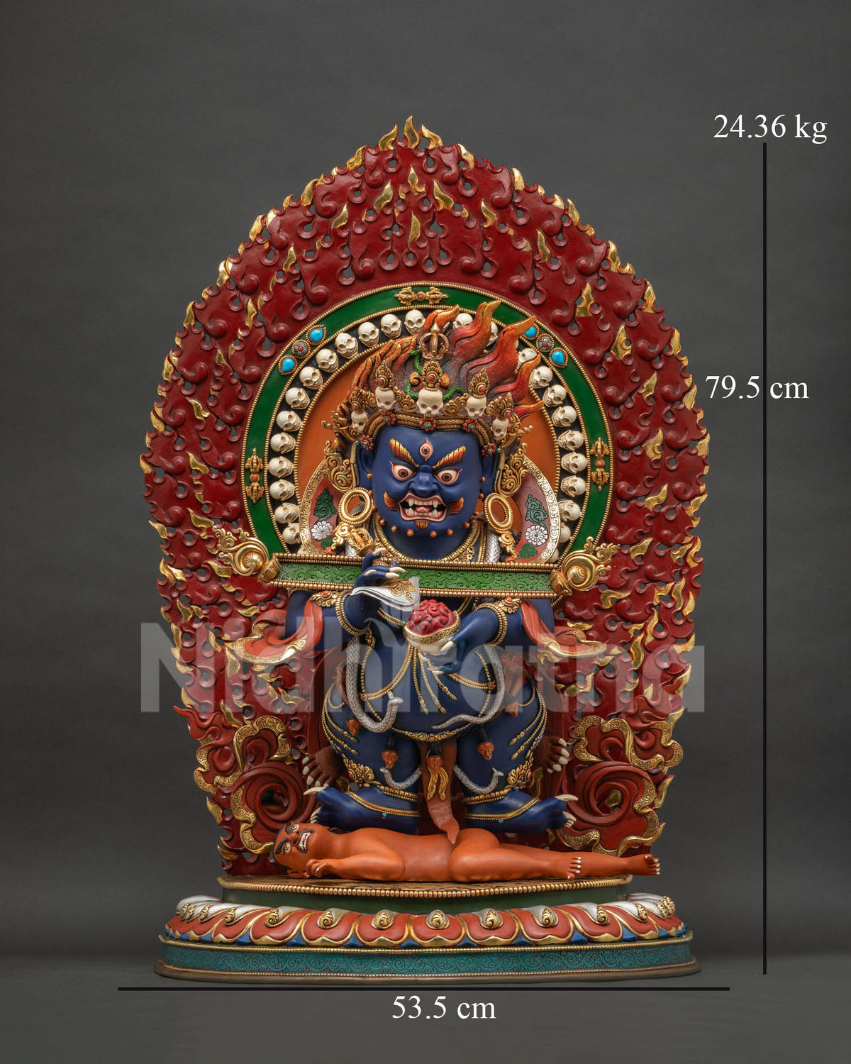 Panjaranatha Sakya Mahakala Statue – Front View, Hand-Painted Copper Sculpture