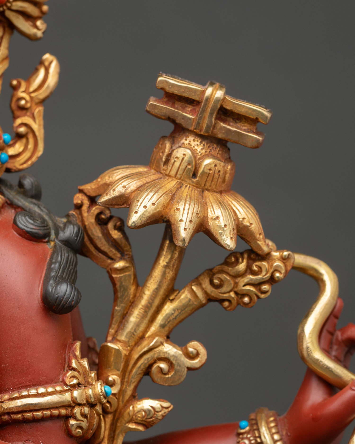 Prajnaparamita Sutra on lotus detail, Maha Manjushri statue