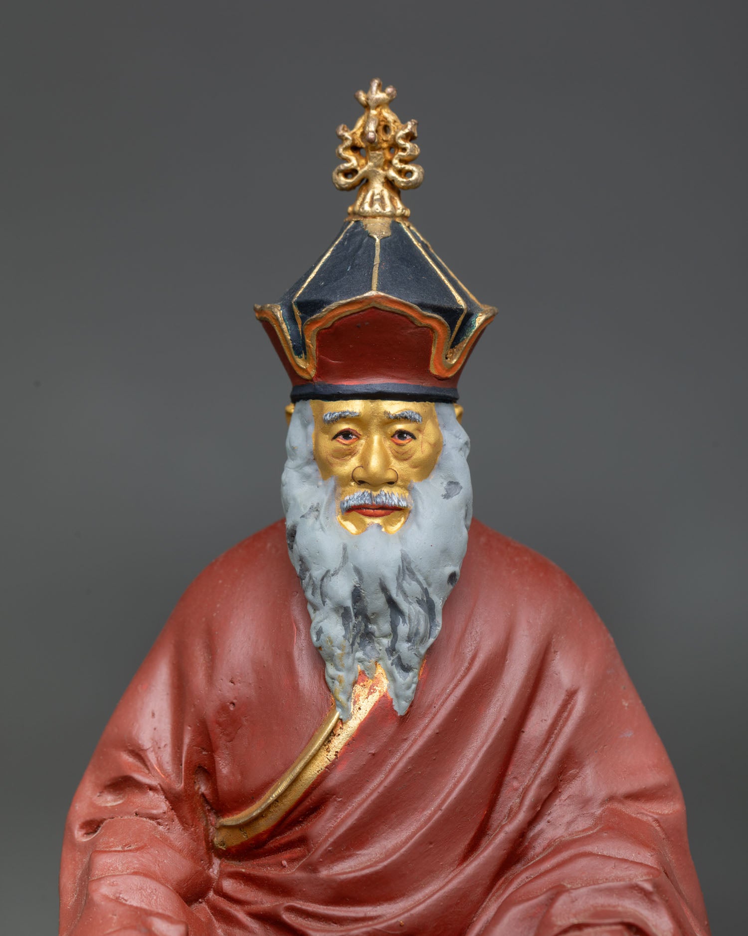 regular close up chatral rinpoche statue handcrafted copper sculpture detailed nepalese vajrayana art