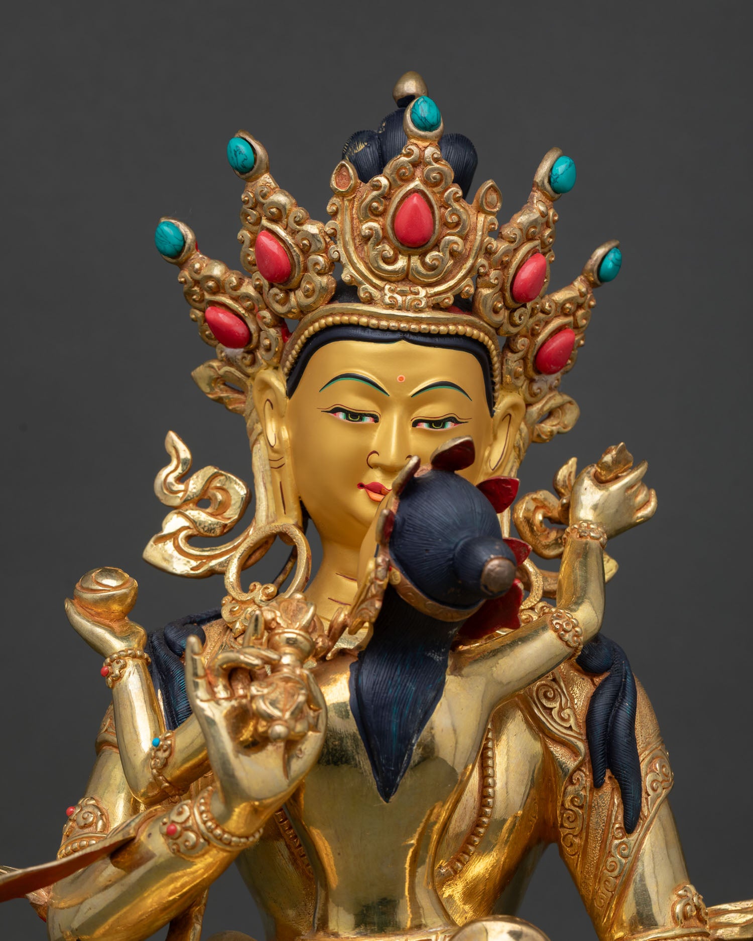 Handcrafted Vajrasattva Yab Yum Sculpture with Vajragarvi Gold Gilded Nepalese Buddhist Statue