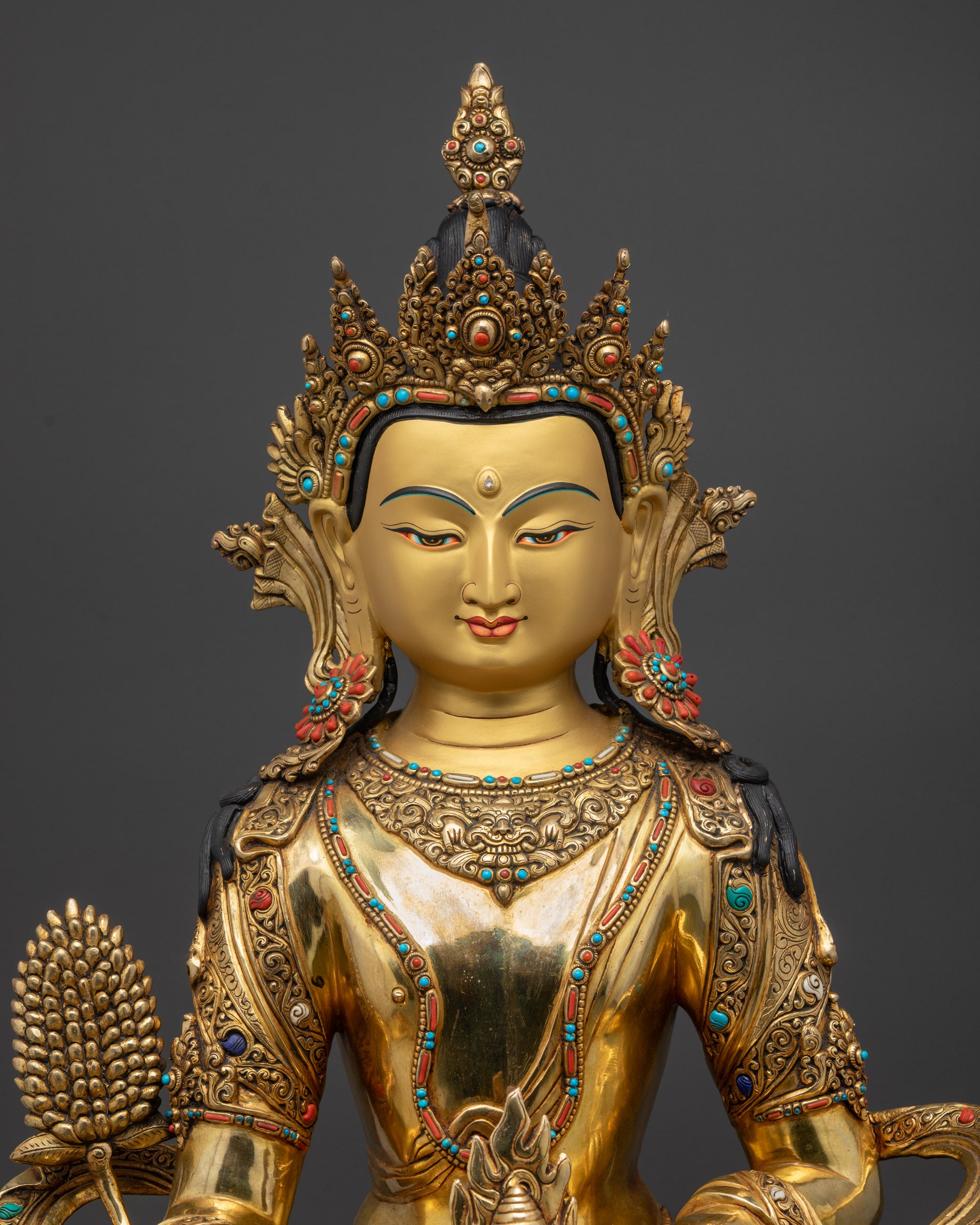 regular close up Himalayan Kshitigarbha ritual robe with gemstone inlays