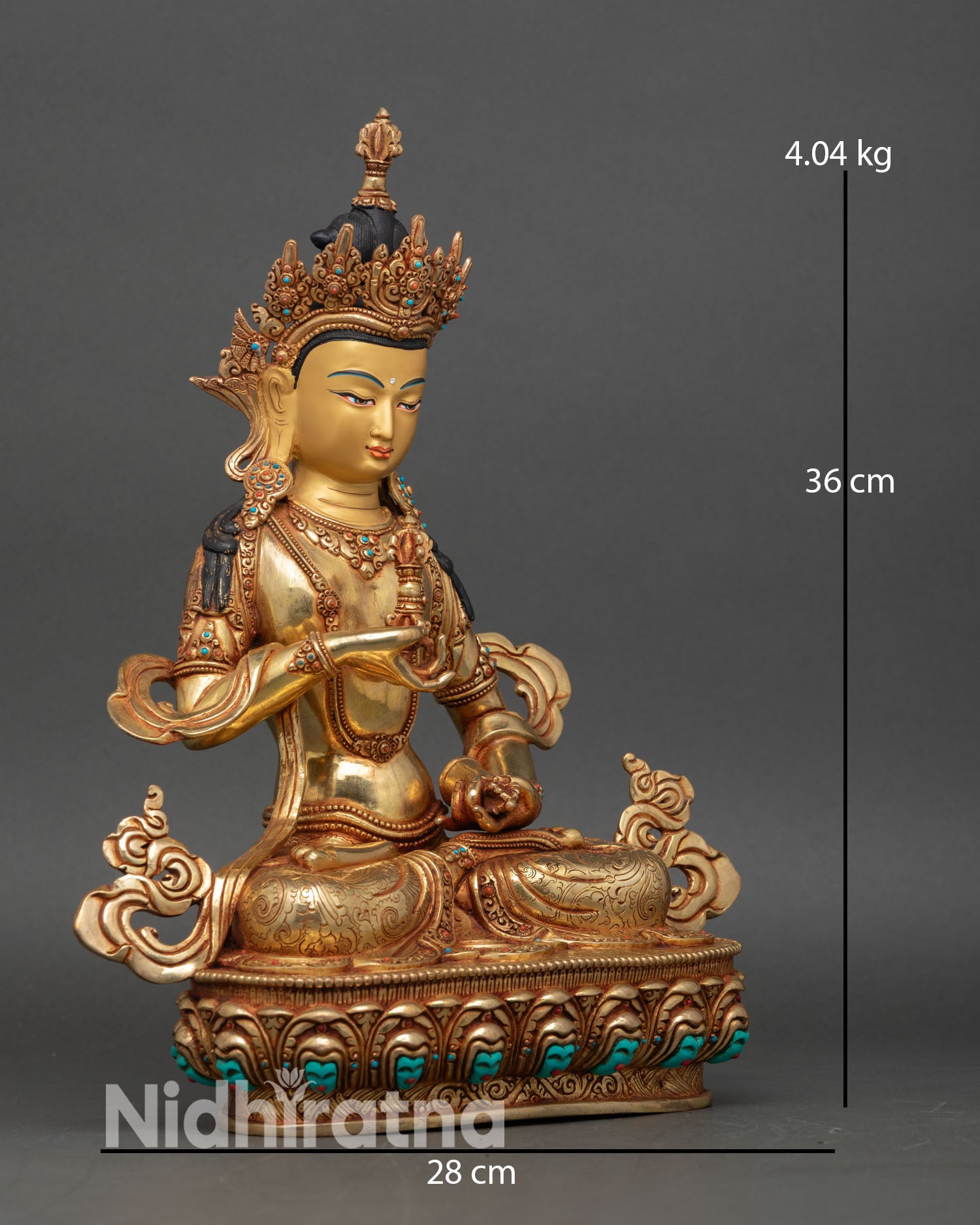 Right profile of Dorje Sempa Vajrasattva statue, Tibetan Buddhist ritual sculpture