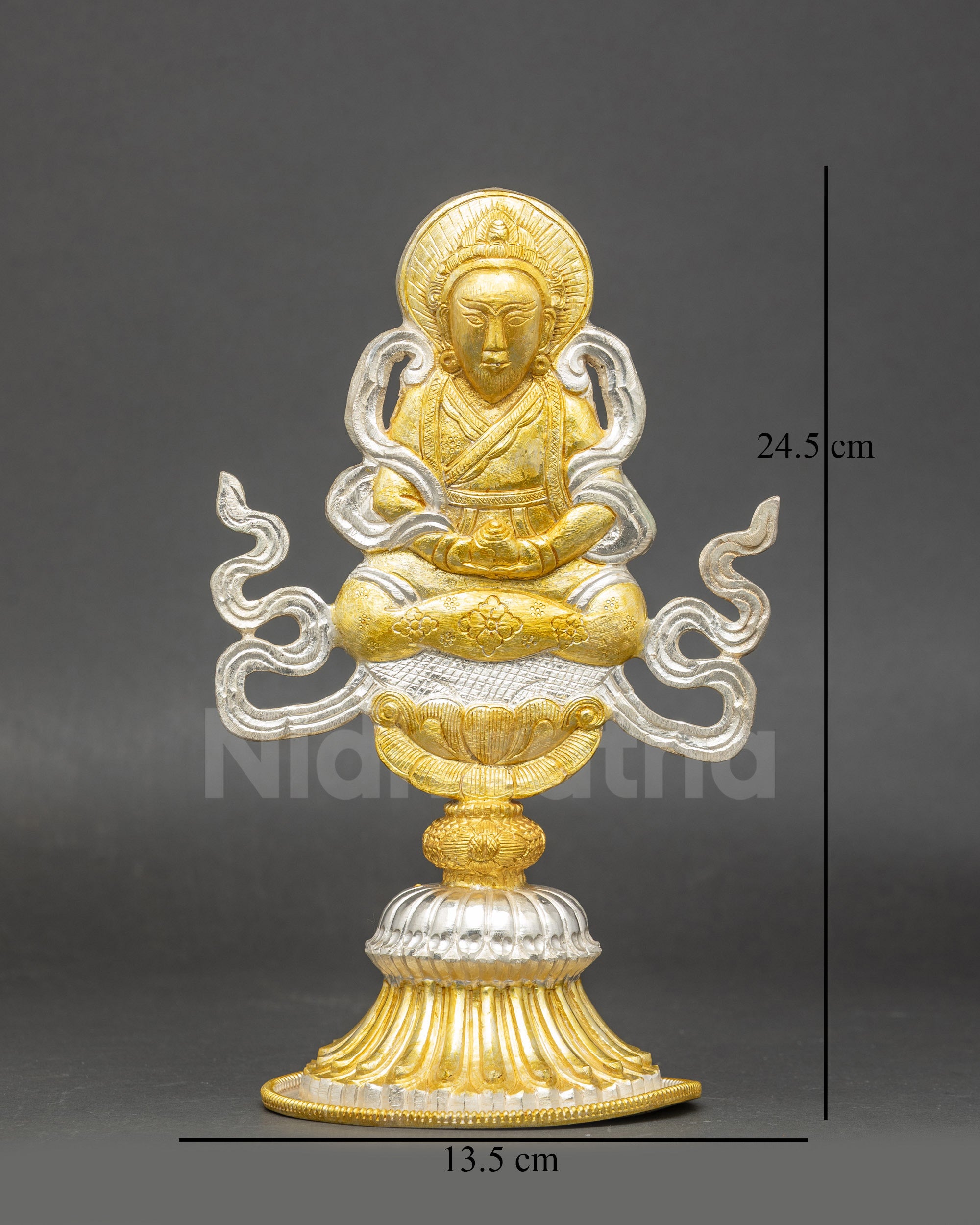 Right side view of King Chakravartin Symbols Set Buddhist ceremonial display