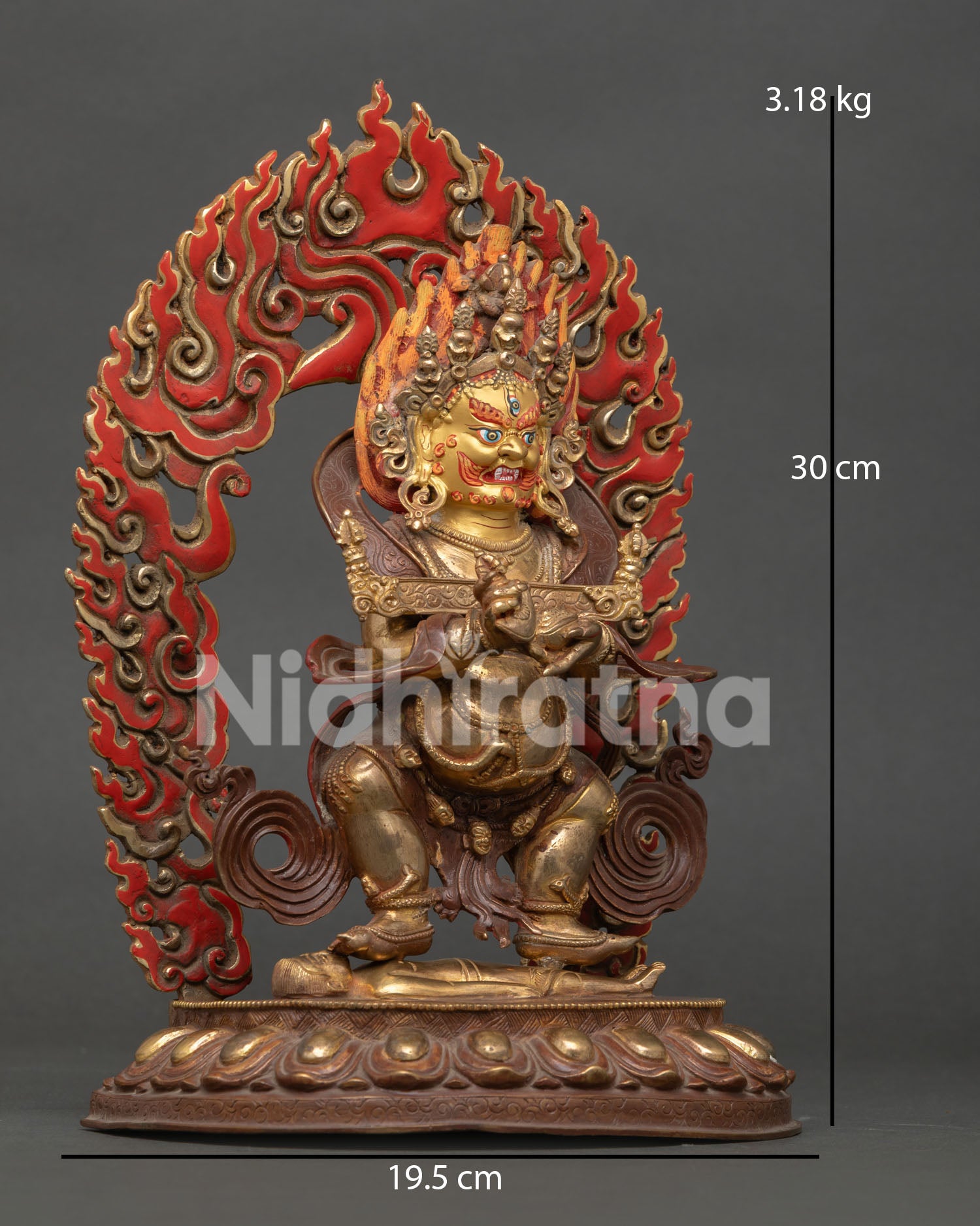 Right Side View of Sakya Mahakala Statue Handcrafted Nepalese Buddhist Art