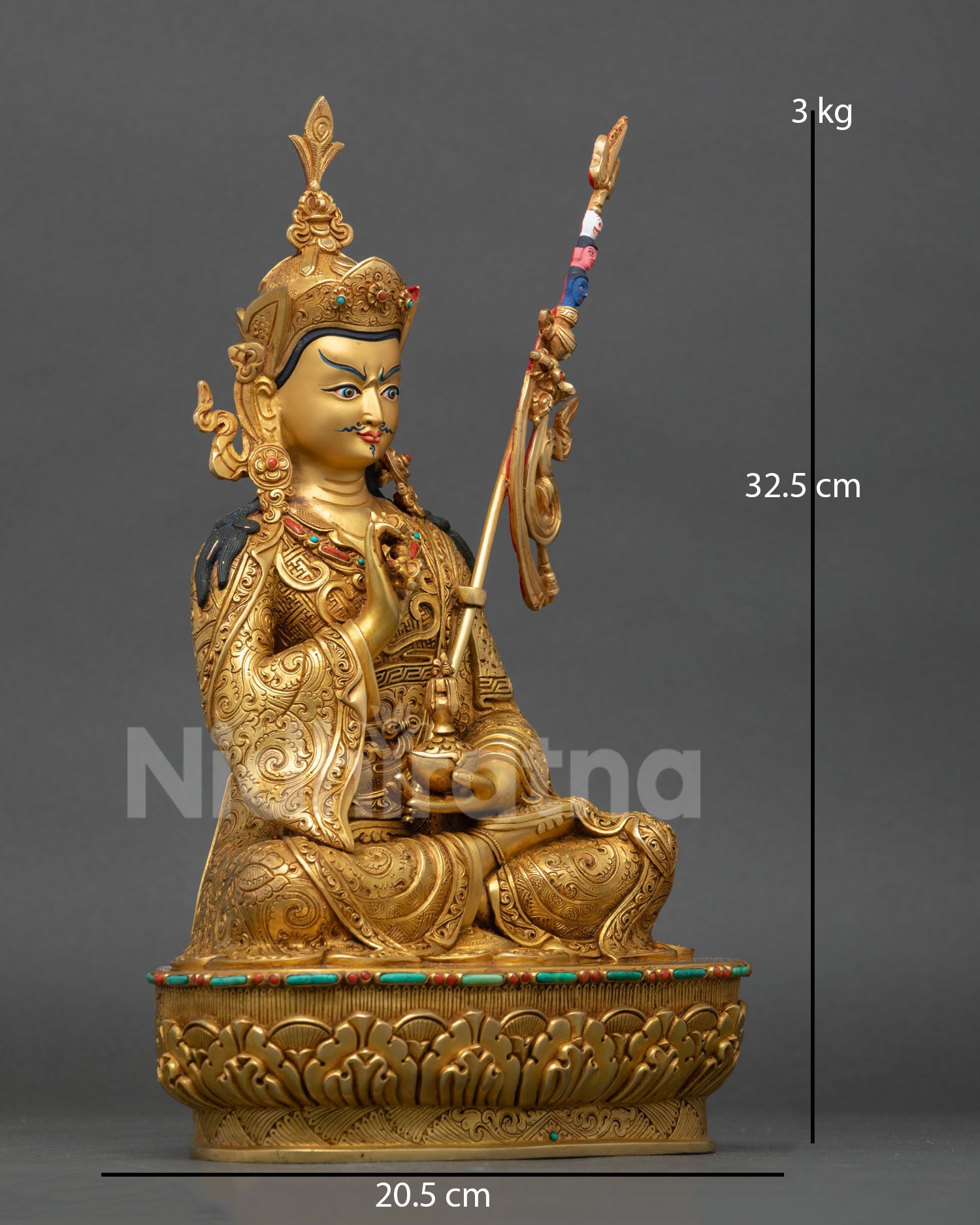 right side view of tsokye dorje statue on lotus seat nepal art
