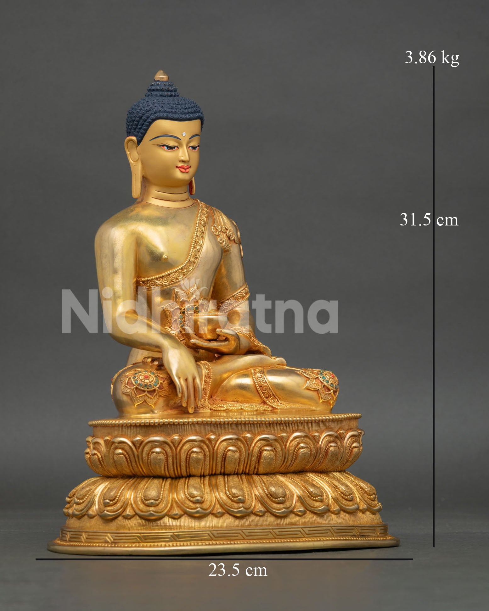Right Side View Shakyamuni Buddha Statue Handcrafted by Newari Artisans Nepal