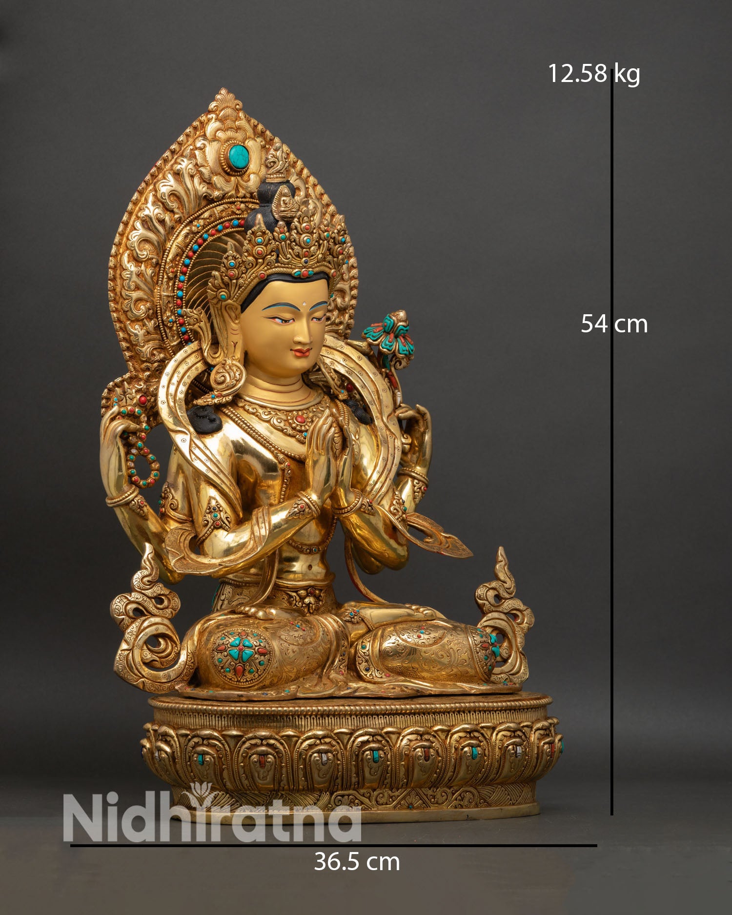 right view chenrezig statue four arm avalokiteshvara handcrafted nepal art