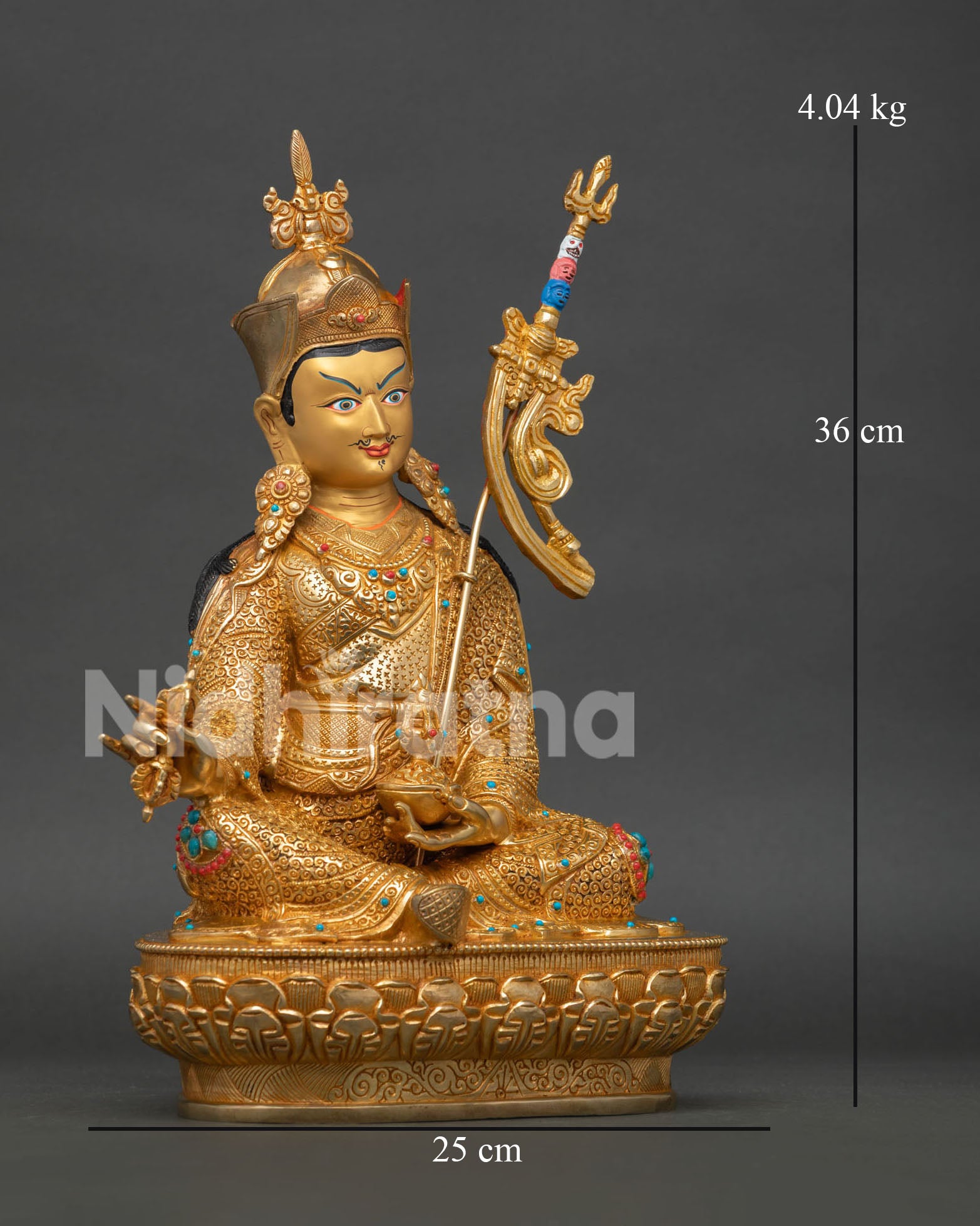 right view of guru rinpoche statue handmade himalayan buddhist art