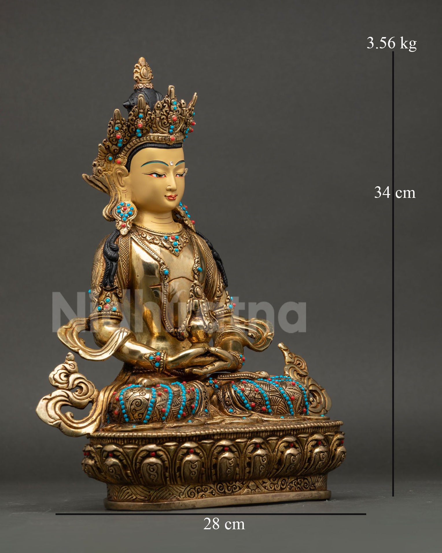 right view of handcrafted amitayus statue himalayan art
