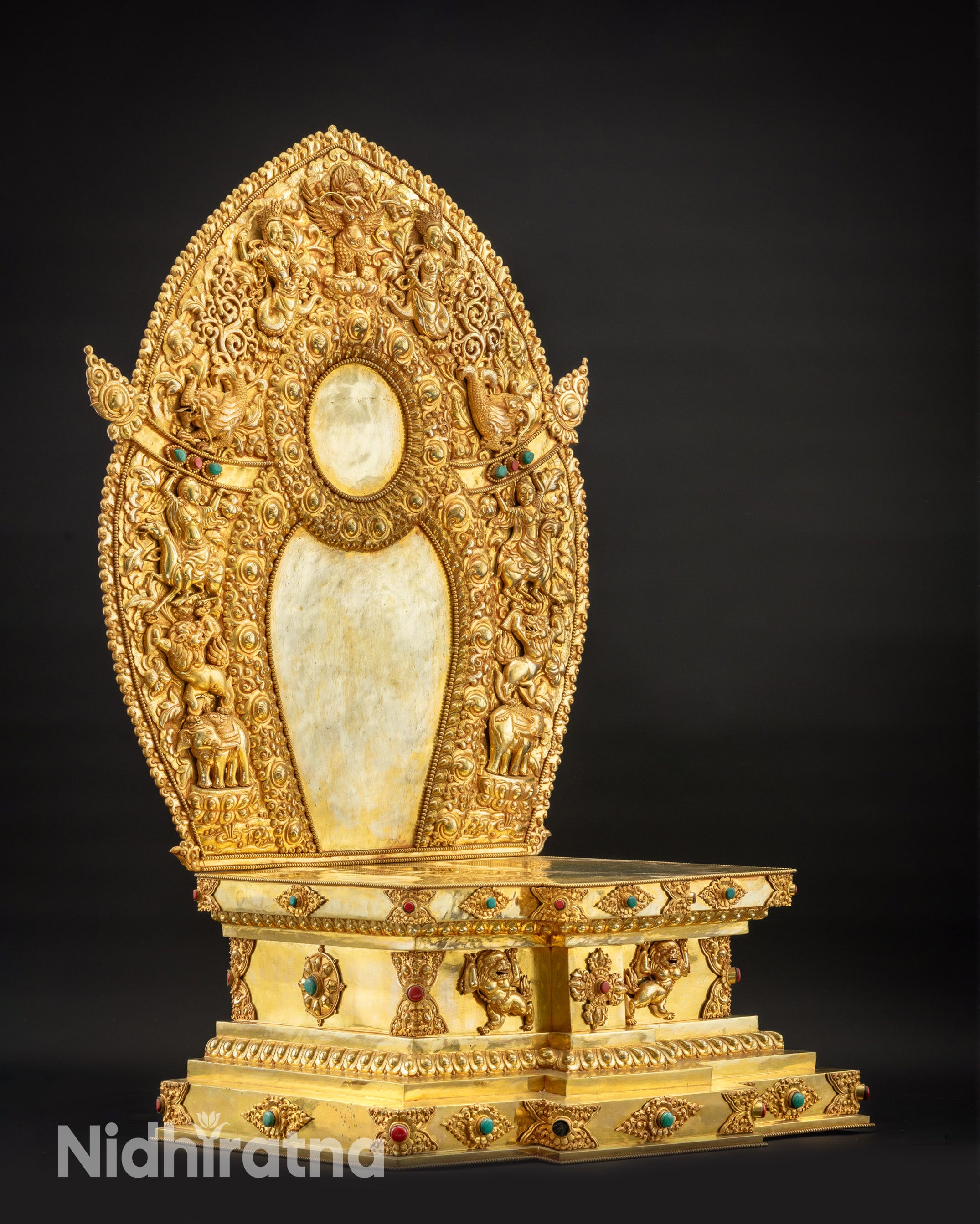 right side view monastery-grade Buddhist torana throne for high-quality deity statue