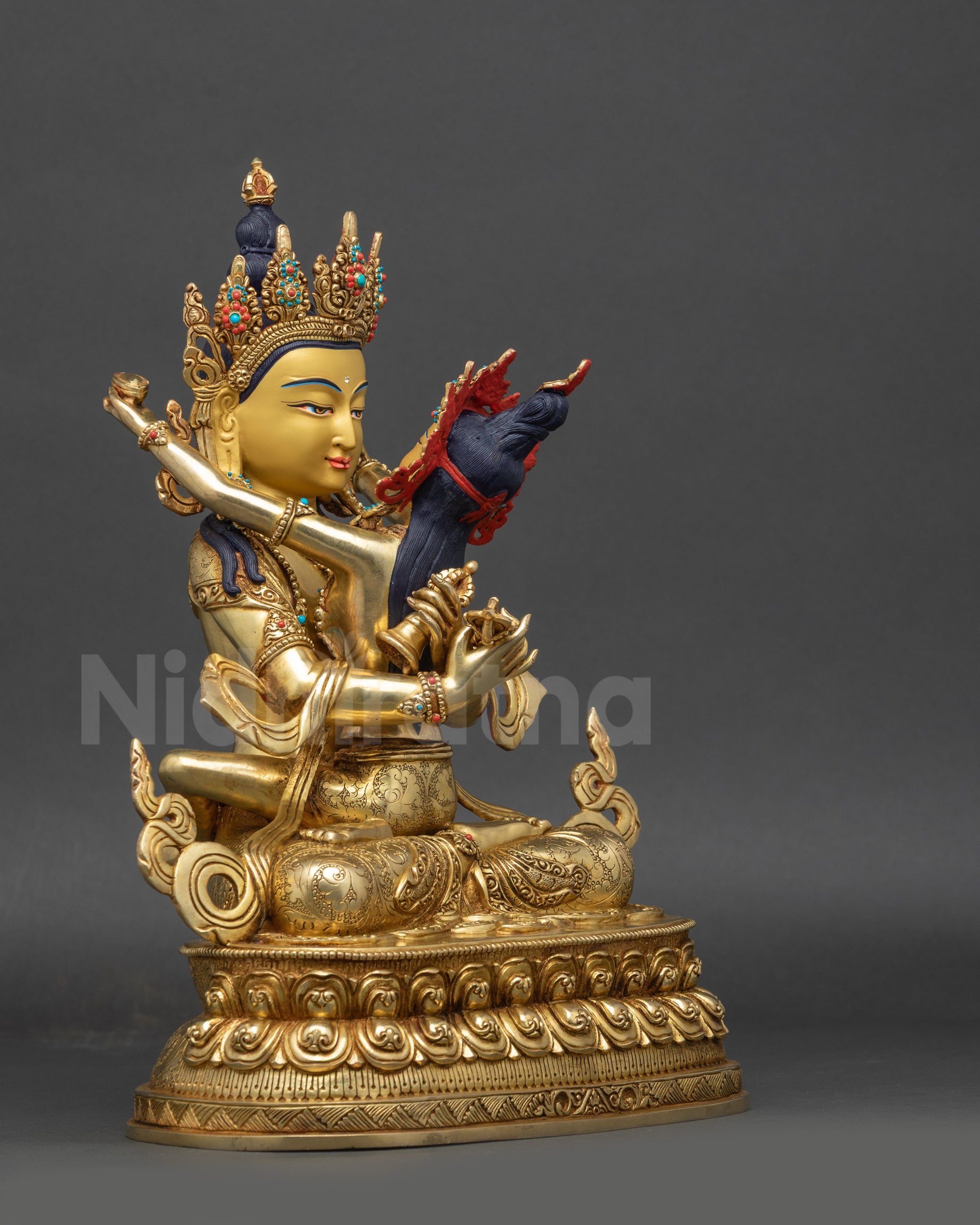 right view side of Vajradhara Yab-Yum statue with consort Vajradhatvisvari