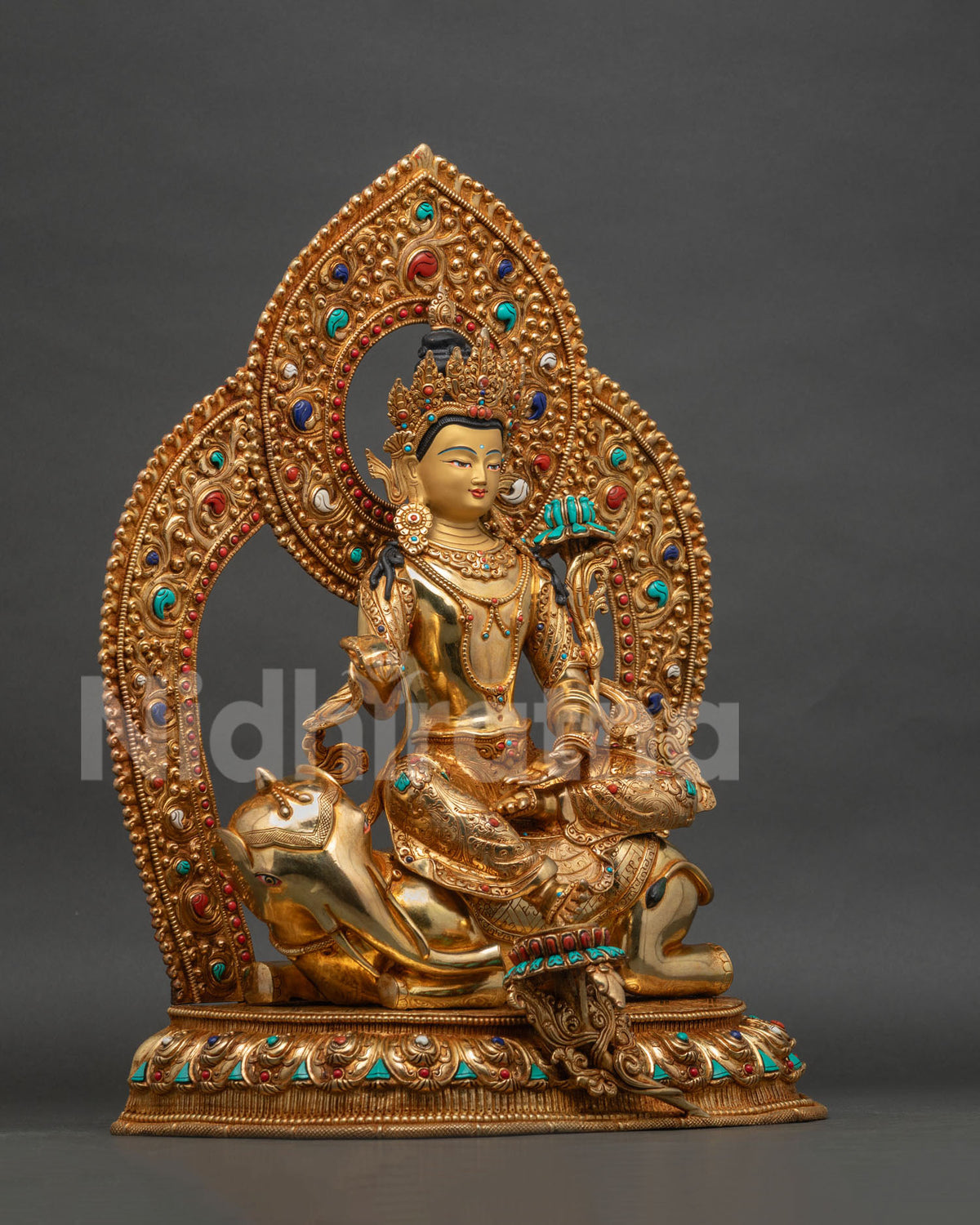 Samantabhadra statue right side view, six-tusked elephant mount detail