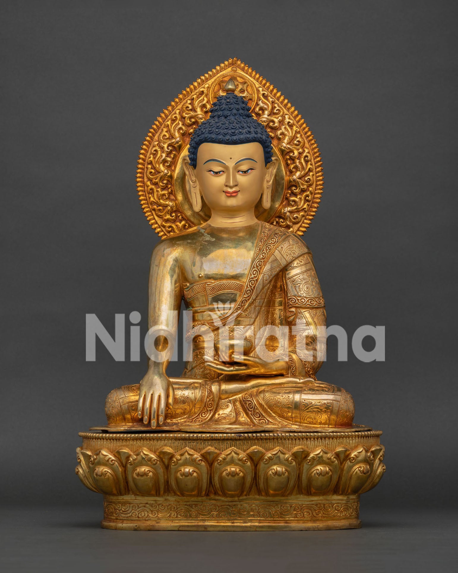 Shakyamuni Buddha Copper Sculpture by Newari Artisans from Nepal