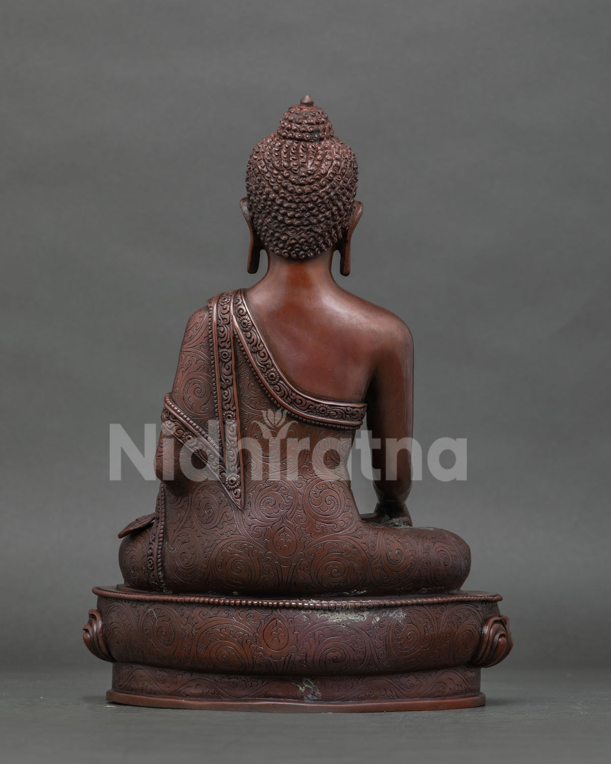 Shakyamuni buddha copper statue for buddhist altar meditation space and prayer room.