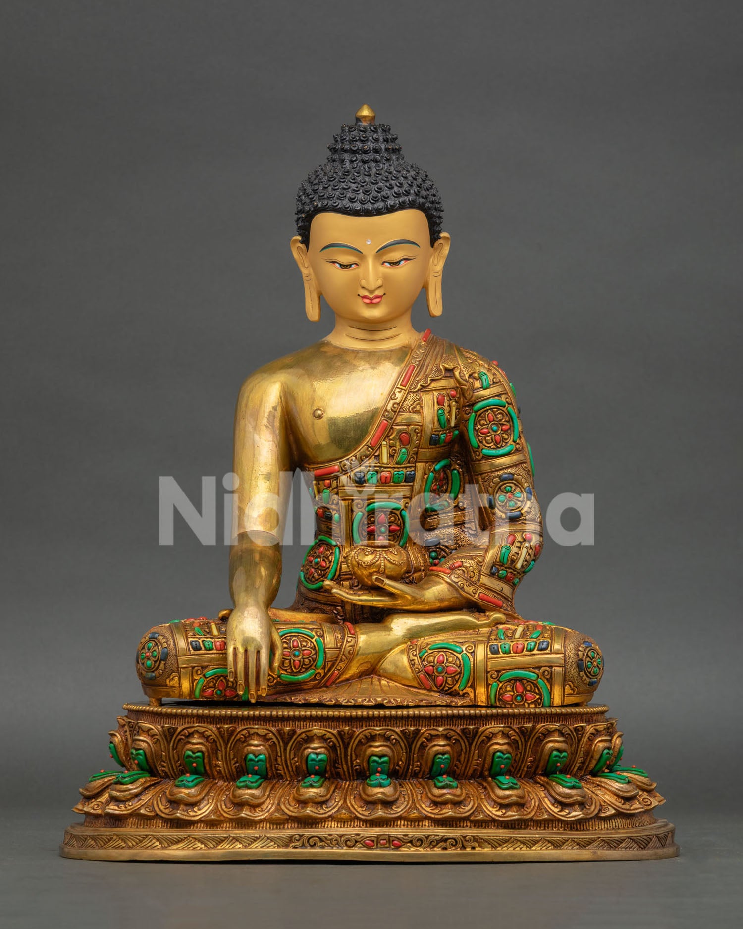 Shakyamuni Buddha Statue Front View Handcrafted Copper Buddhist Art Nepal