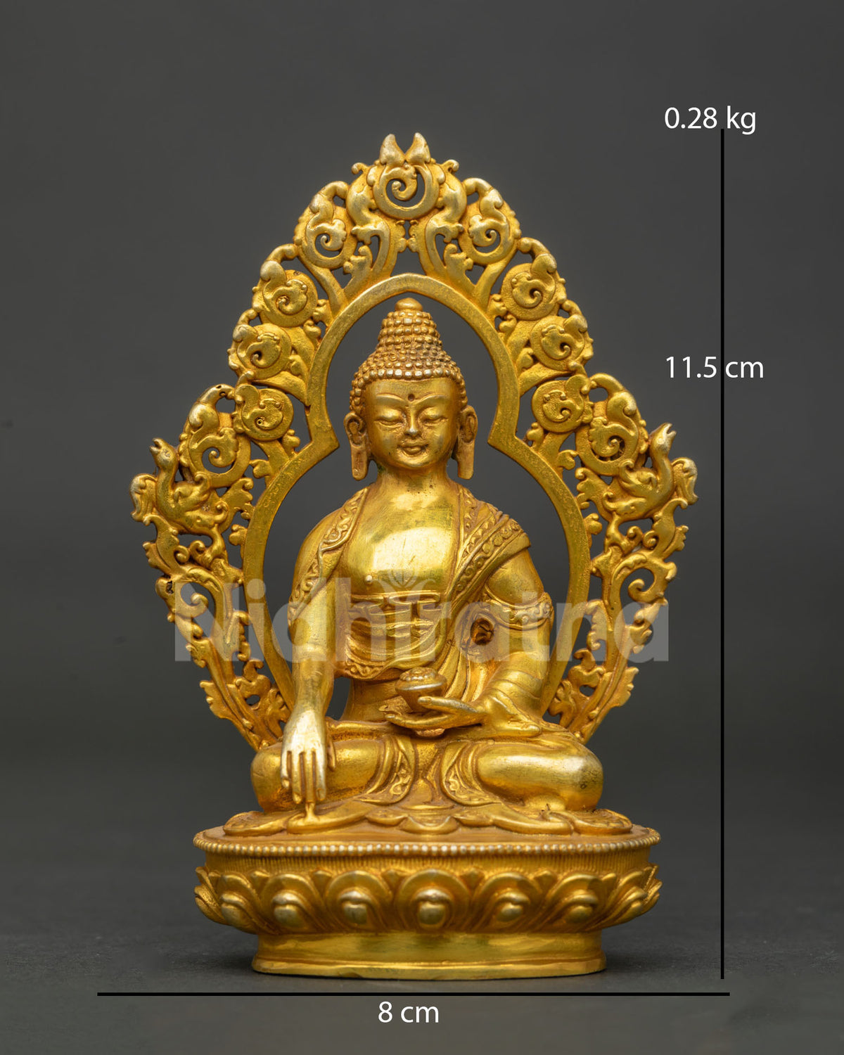 Shakyamuni Buddha statue handcrafted in patan nepal with gold fire gilded copper finish.