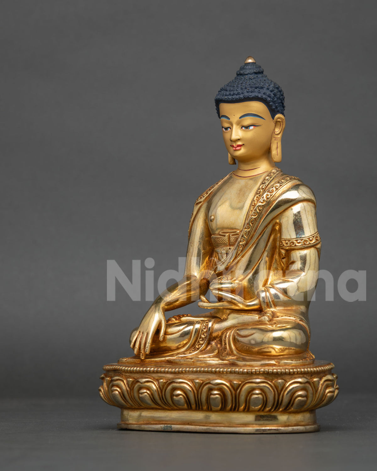 Shakyamuni Buddha statue handcrafted Newari art historical Buddha enlightenment.