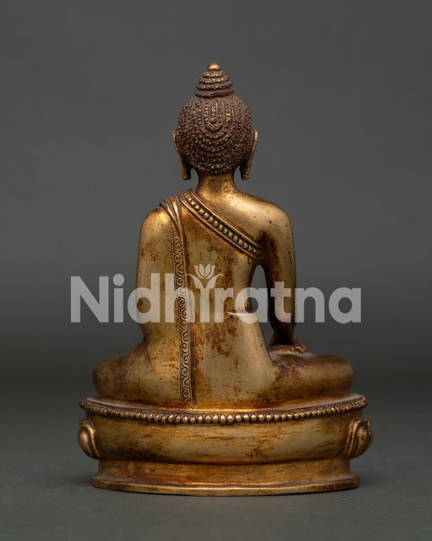 Shakyamuni Buddha statue handmade by Newari artisans from Patan Nepal with 24K gold gilding.