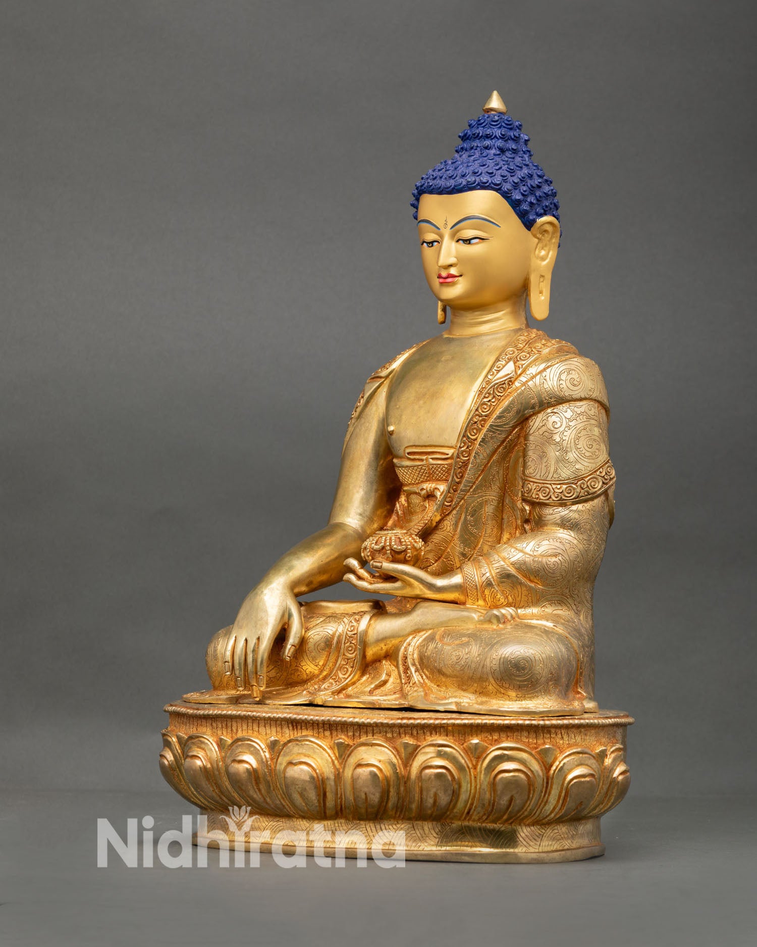 Shakyamuni Buddha statue, a handmade Nepal copper sculpture for spiritual altar decor