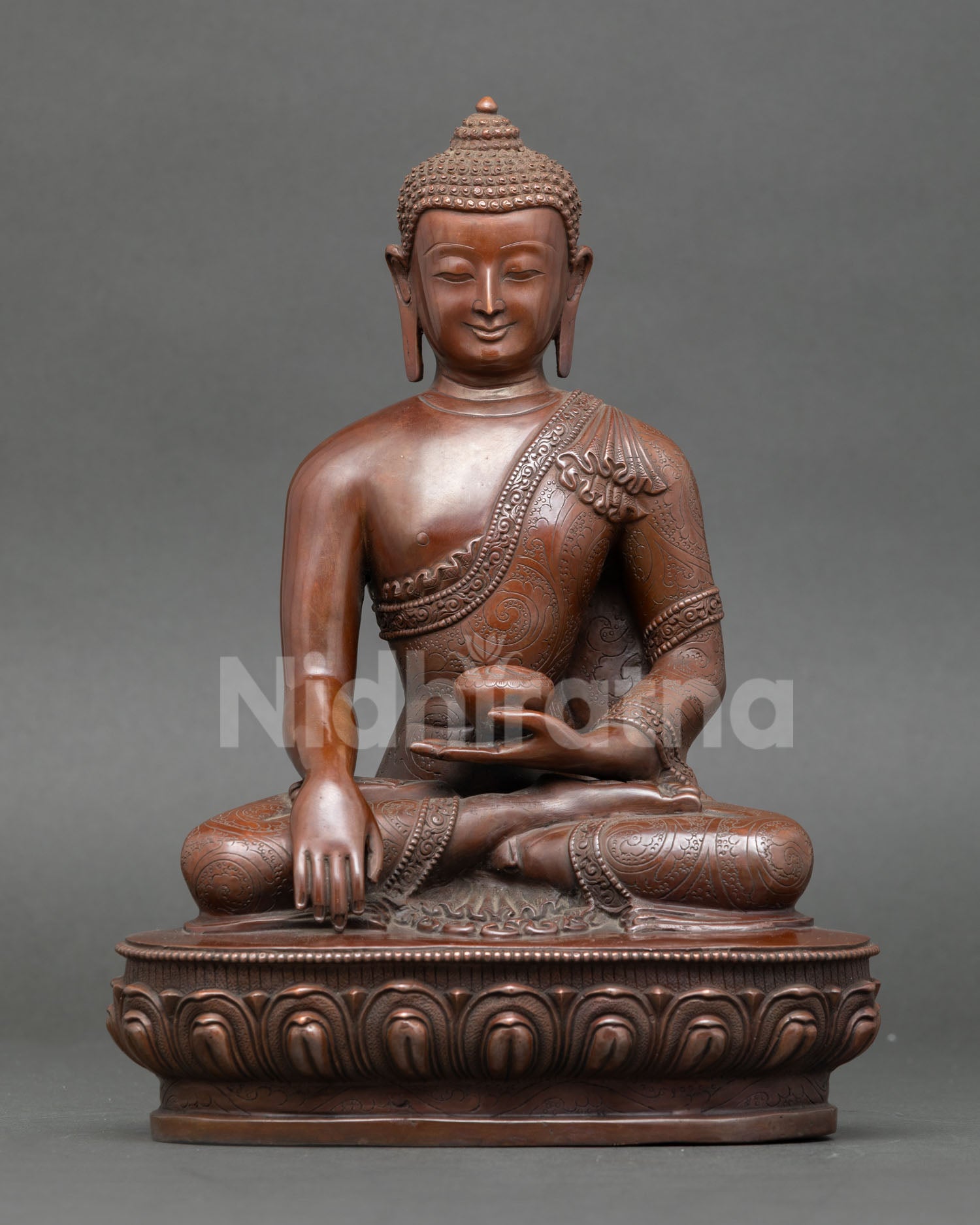 Shakyamuni Buddha statue in Bhumisparsha Mudra from Five Dhyani Buddha set handcrafted in Nep
