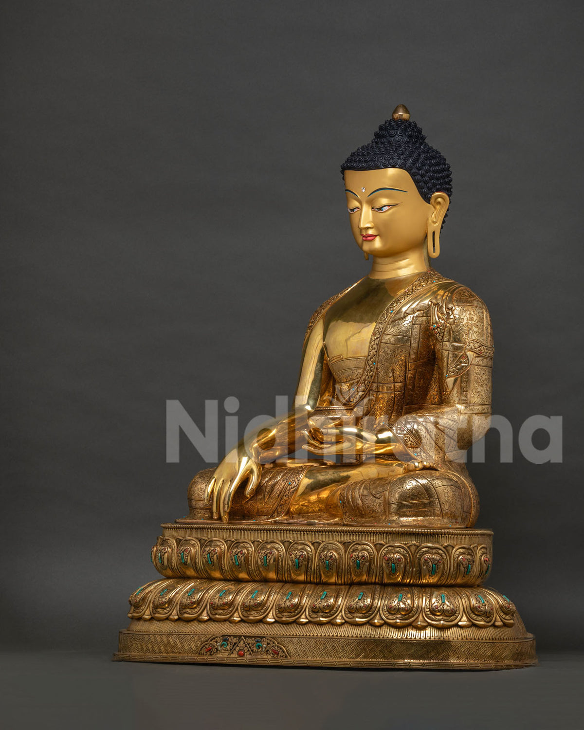 Shakyamuni Buddha Statue Left Side View Patra Bowl Copper Alloy Sculpture