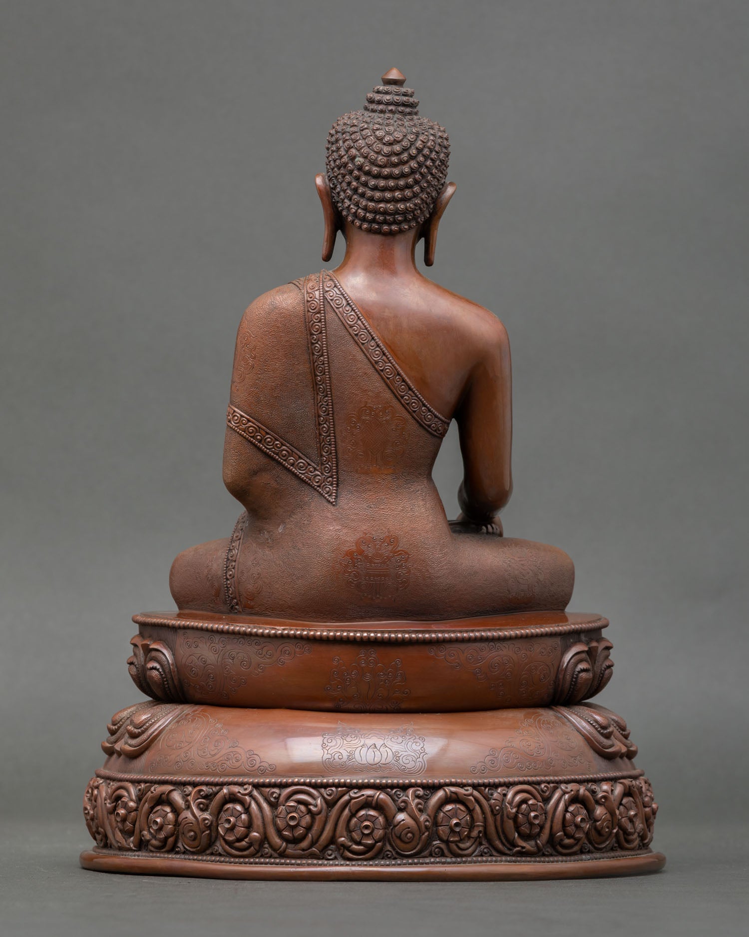 Shakyamuni Buddha statue oxidized copper Nepalese devotional art from Nepal