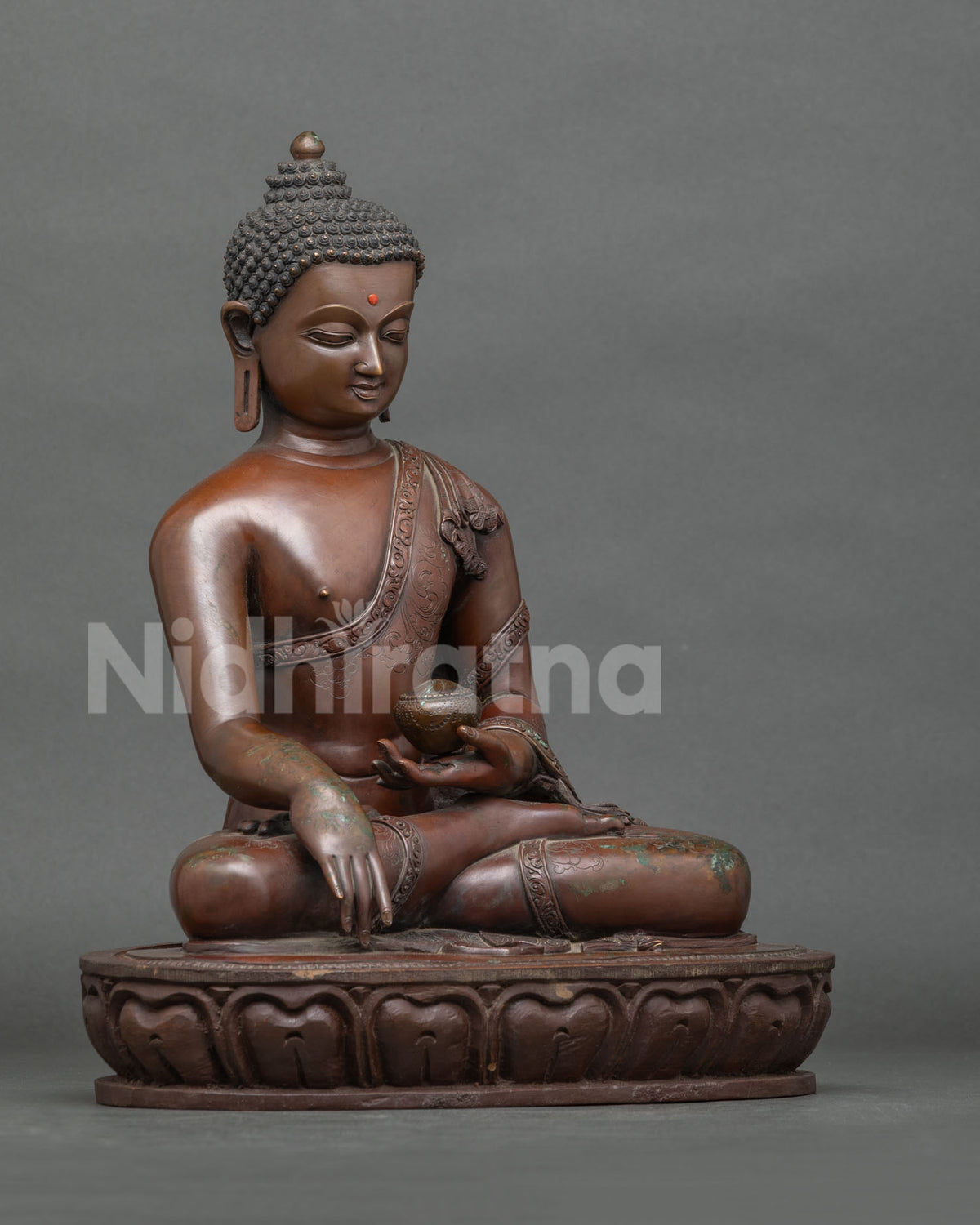 Shakyamuni Buddha Statue Right Side View, Handcrafted Nepal Sculpture