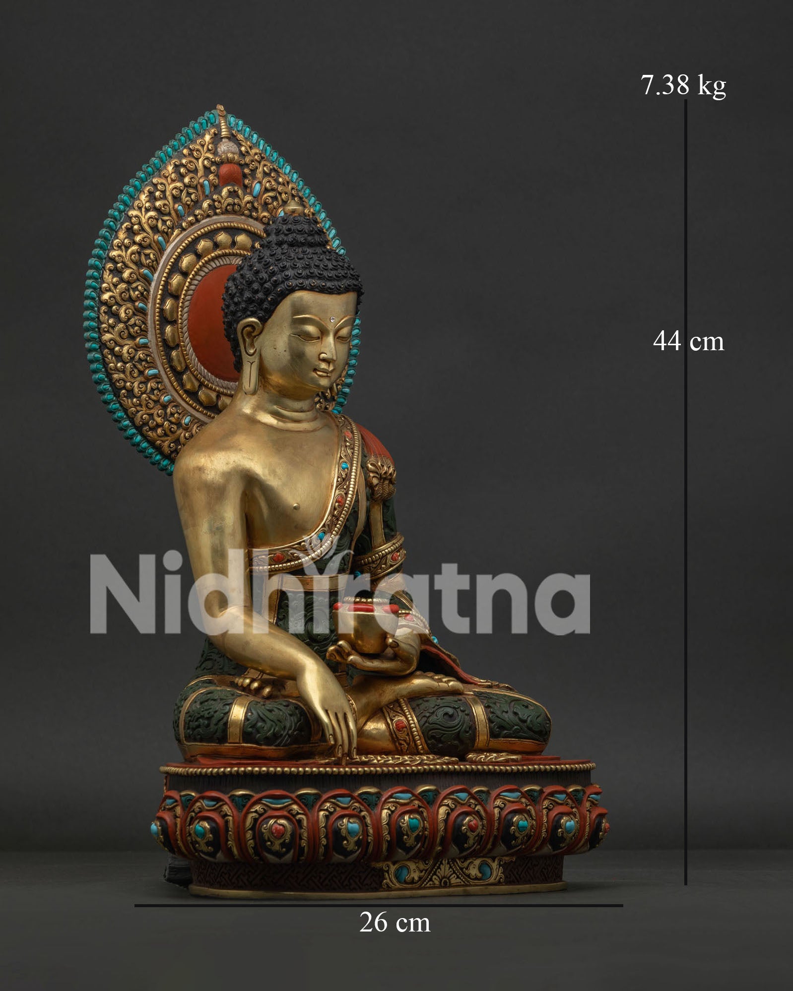 Shakyamuni Buddha Statue Right Side View Handmade Nepalese Buddhist Sculpture